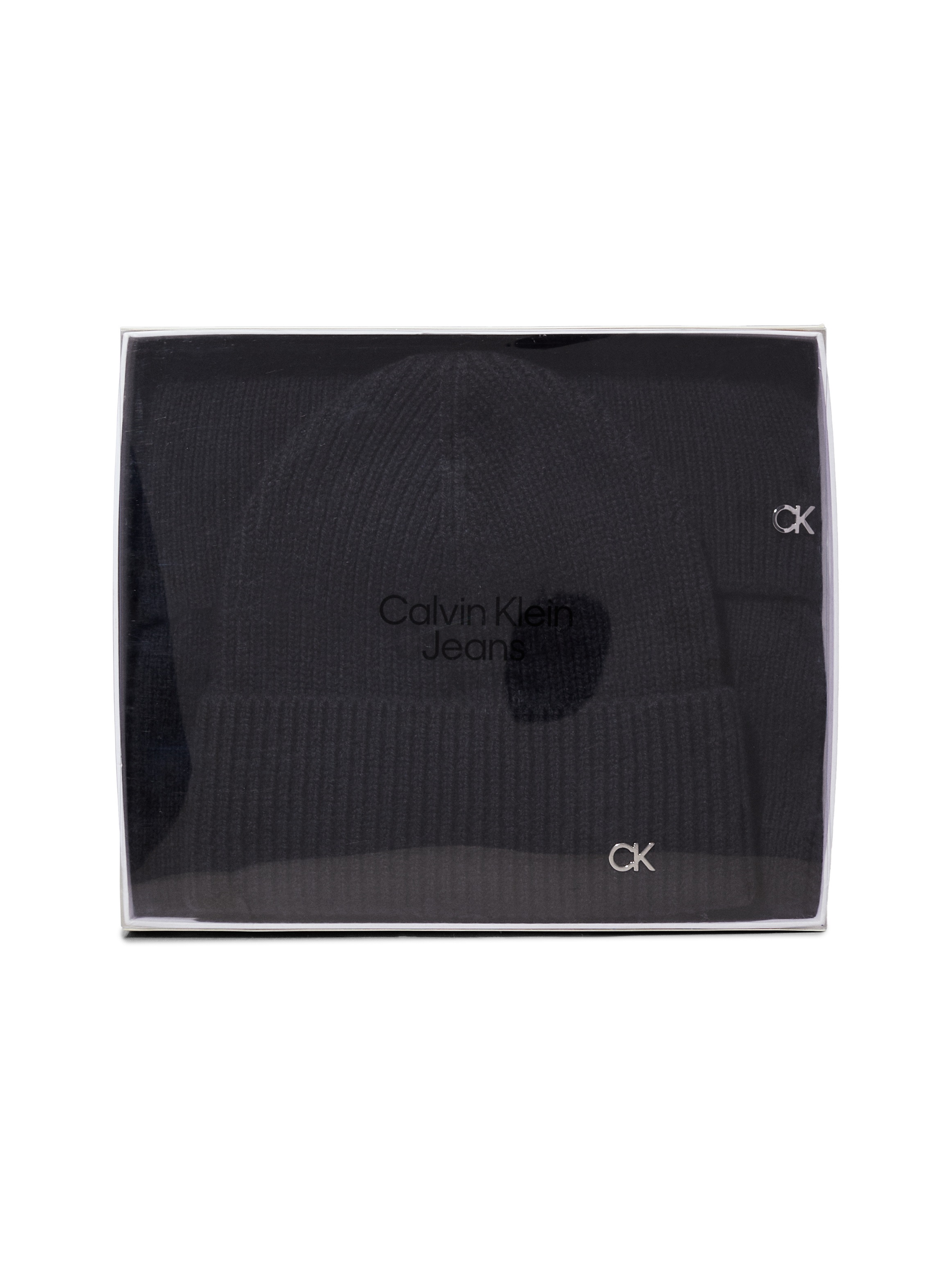 Calvin Klein Strickmütze »CK METAL CHUNKY BEANIE & SCARF«, (Set), mit Logozeichen
