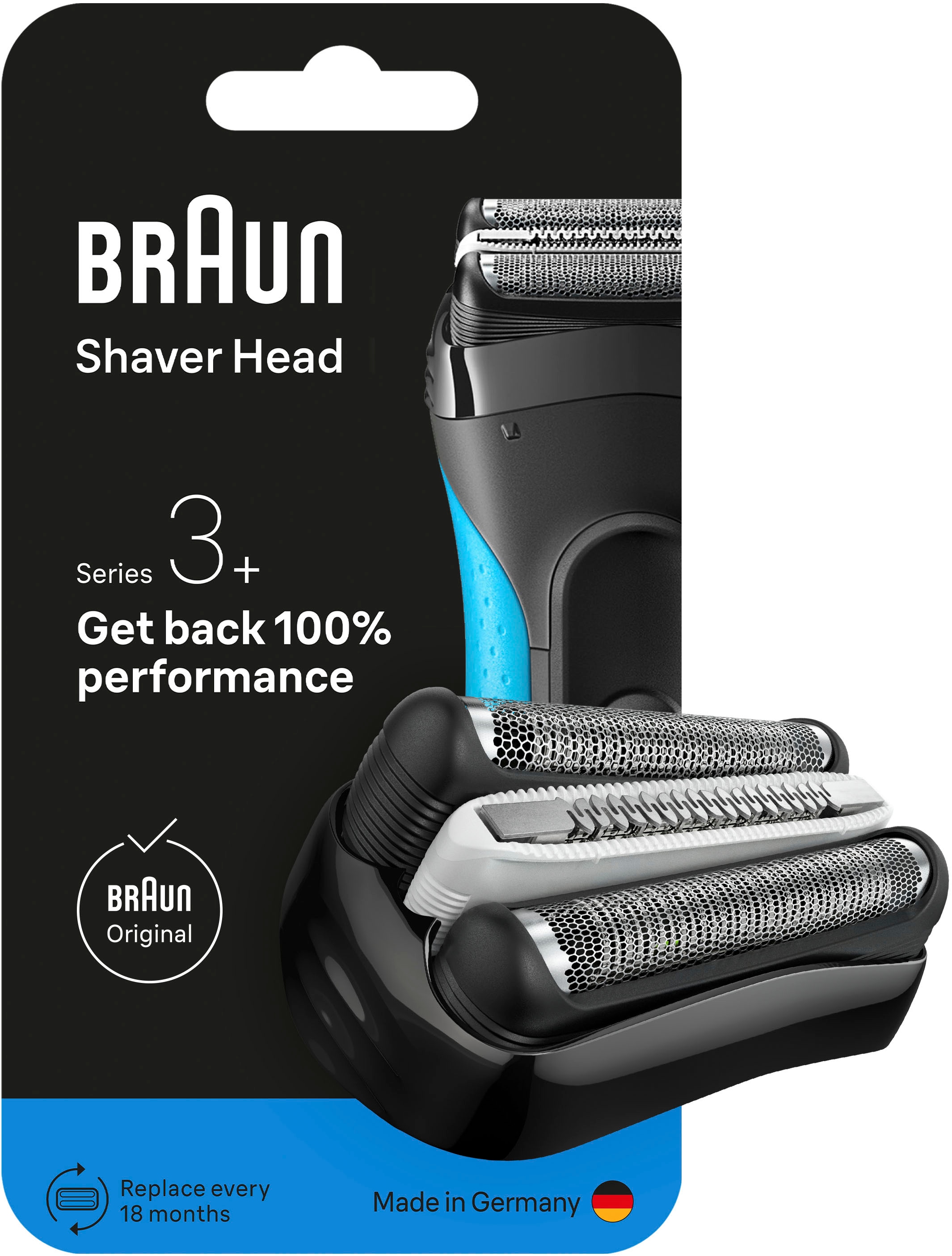 BRAUN Herren Ersatzscherkopf "Series 3+ 32B", schwarz, Scherköpfe, Kompatibel mit Series 3+ and Series 3 ProSkin Rasierern
