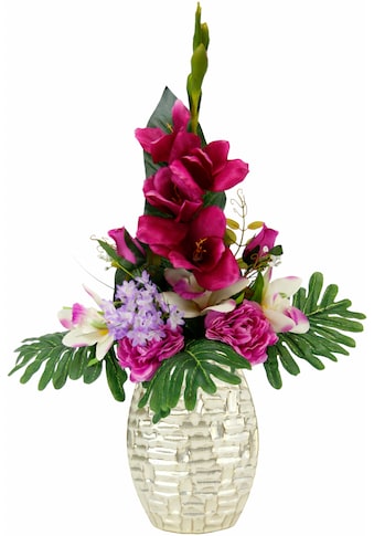 Kunstpflanze »Arrangement Gladiole / Rosen in Vase«
