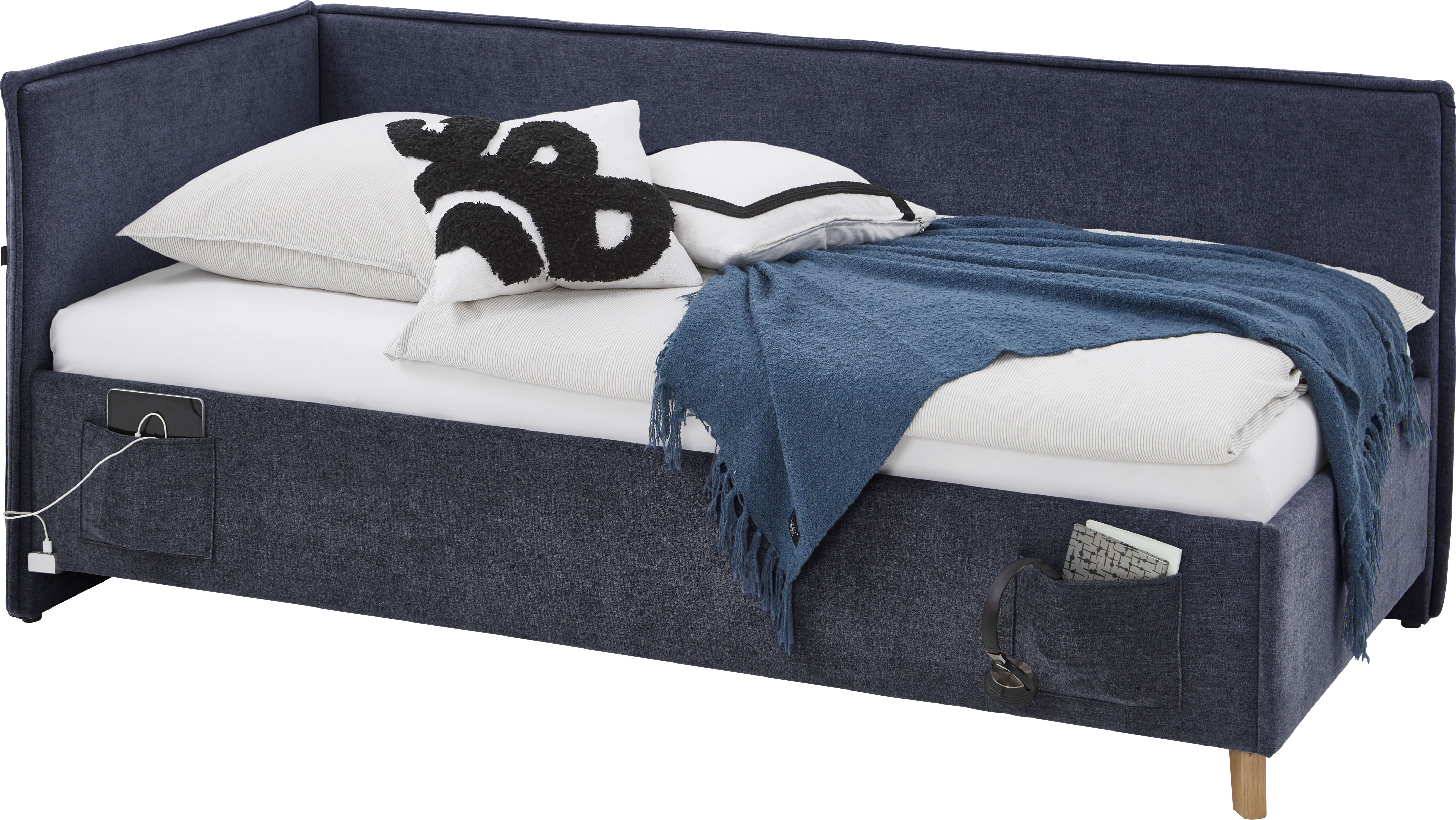 meise.möbel Kinderbett "FUN II" Polsterbett wahlweise mit Bettkasten, Jugendbett inkl. USB-Anschluss