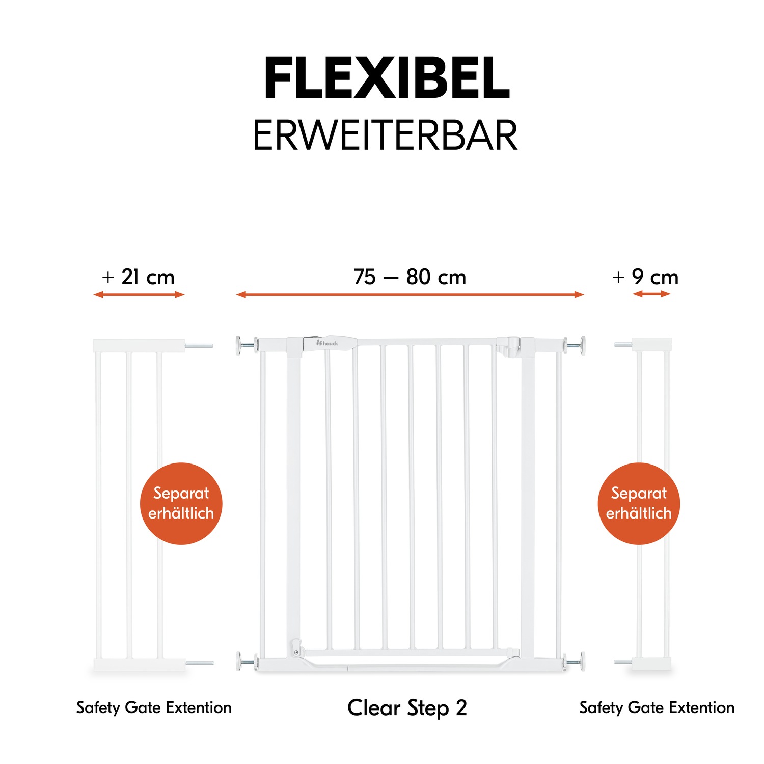 Hauck Türschutzgitter »Clear Step 2, Dark Grey«, auch als Treppenschutzgitter verwendbar; 75-80 cm, flacher Durchgang