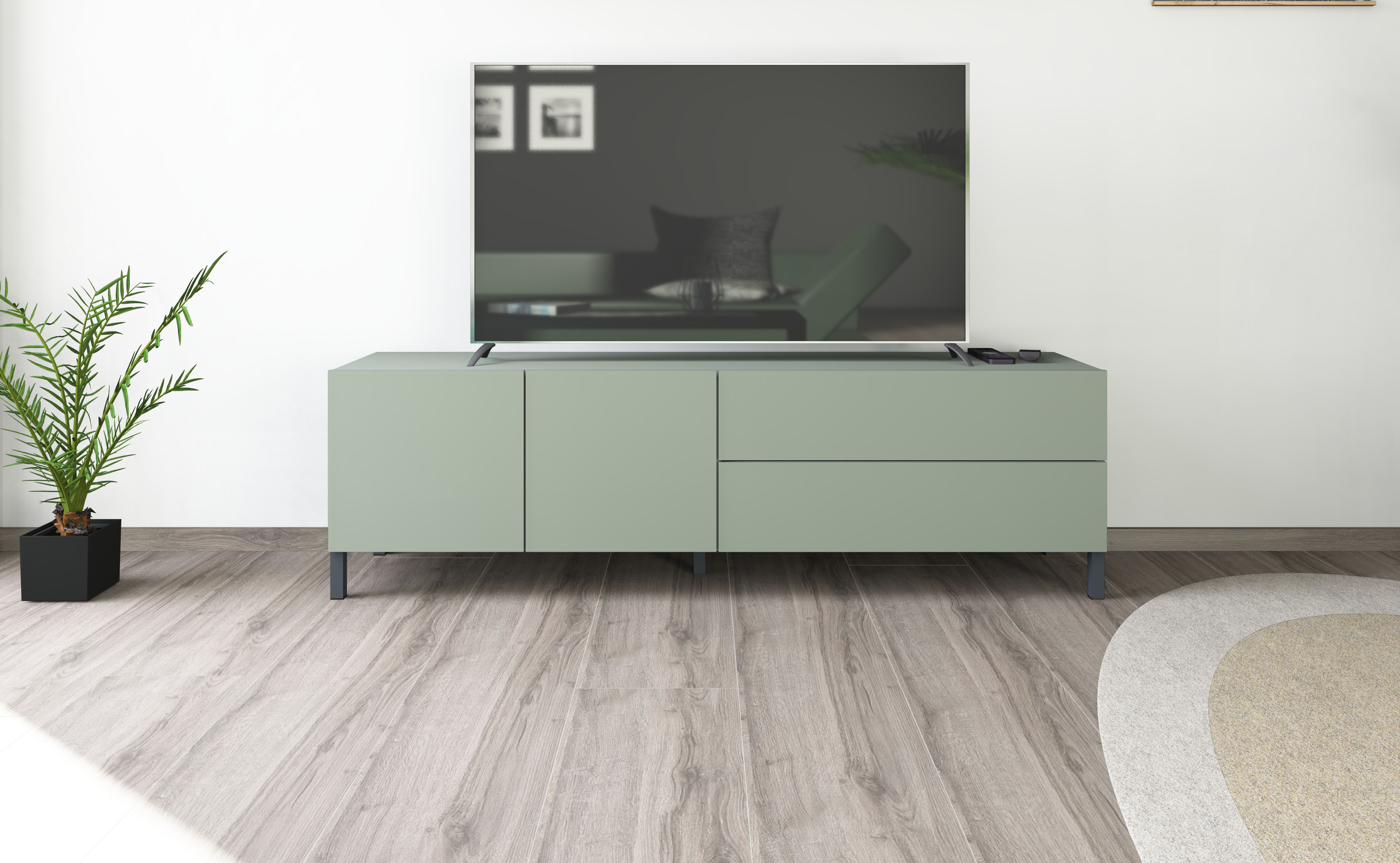 borchardt Möbel Lowboard "Sophia, TV-Schrank Breite 152 cm" Metallfüße, grifflose Optik