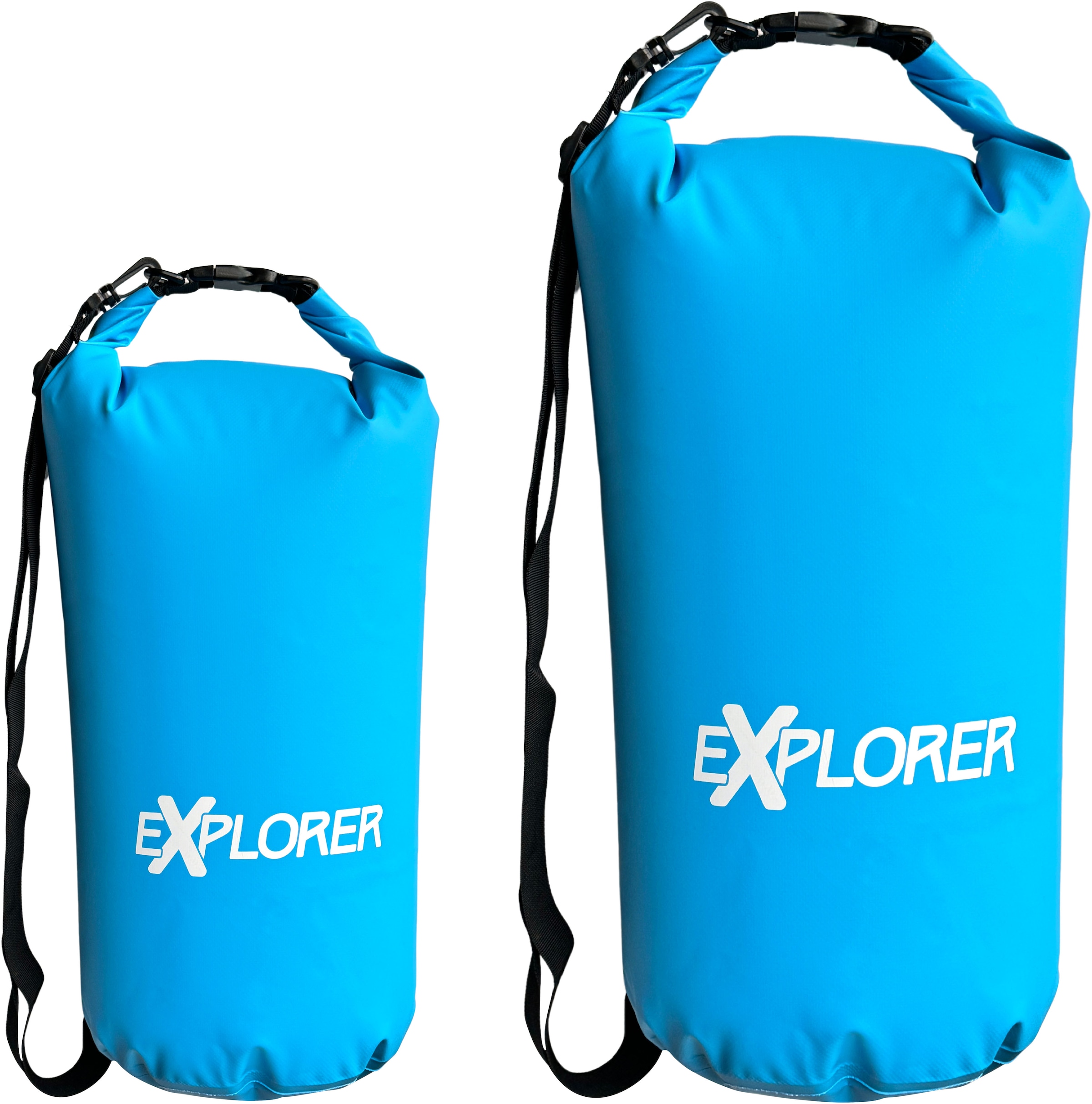 EXPLORER Aufbewahrungstasche »Packsack Rollsack 10 L / 20 L wasserdicht, mit Schultergurt«, (Packung), Rolltop Tasche für Sup Camping Kajak Wandern Angeln Bootfahren Rafting