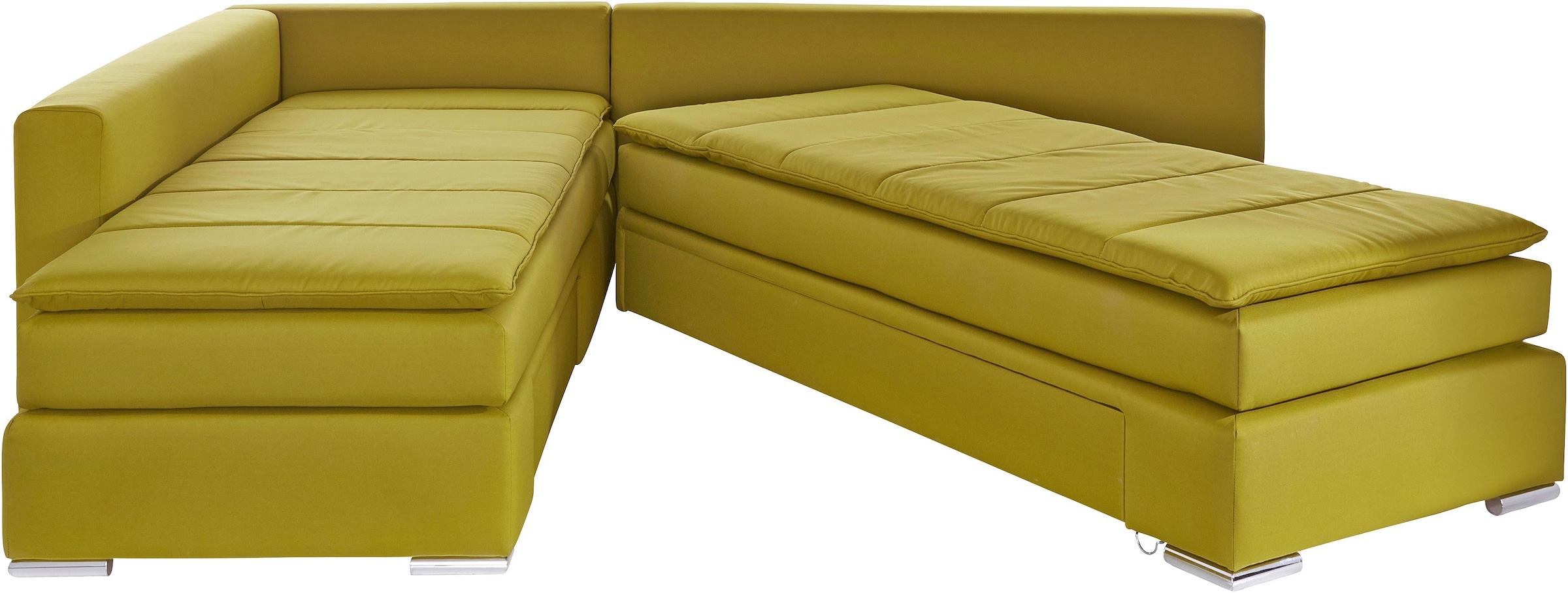 INOSIGN Ecksofa »Boxspringbett Night & Day L-Form mit Dauer-Schlaffunktion o. Armlehnen«, mit Boxspring-Bettfunktion 164x200 cm und Bettkasten, Dauerschläfer!