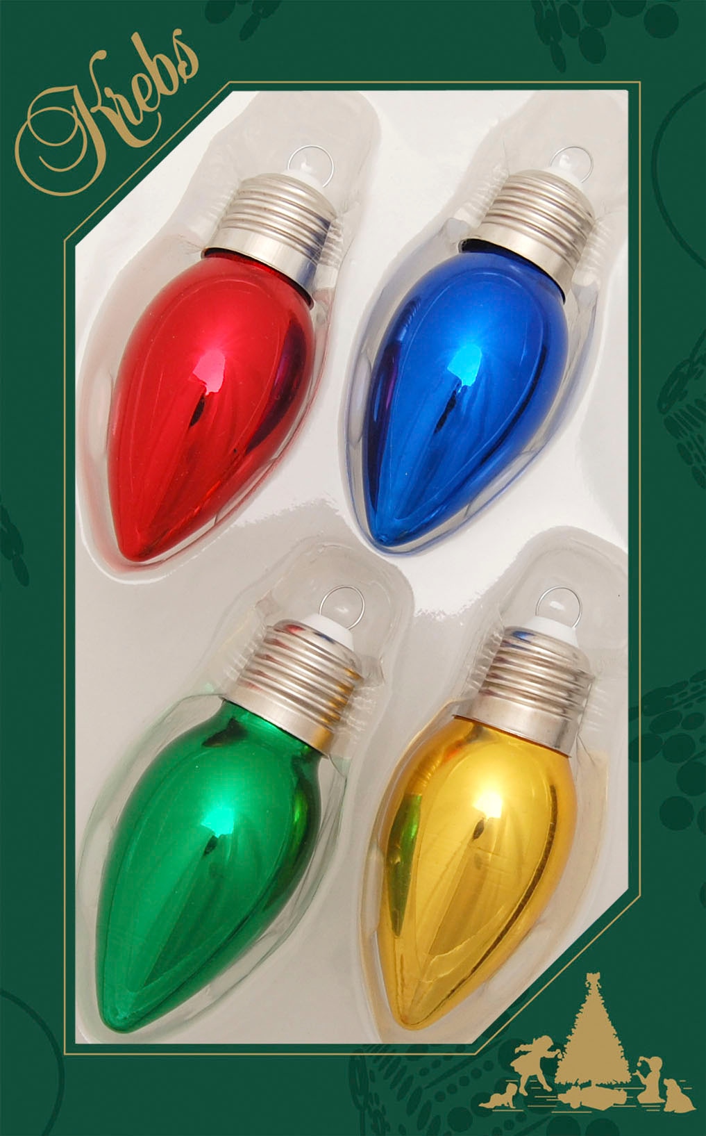 Krebs Glas Lauscha Christbaumschmuck »Glühbirne rot/gelb/grün/blau, Höhe ca. 9 cm«, (Set, 4 tlg.), Weihnachtsdeko, Christbaumkugeln aus Glas, Weihnachtsbaumkugel
