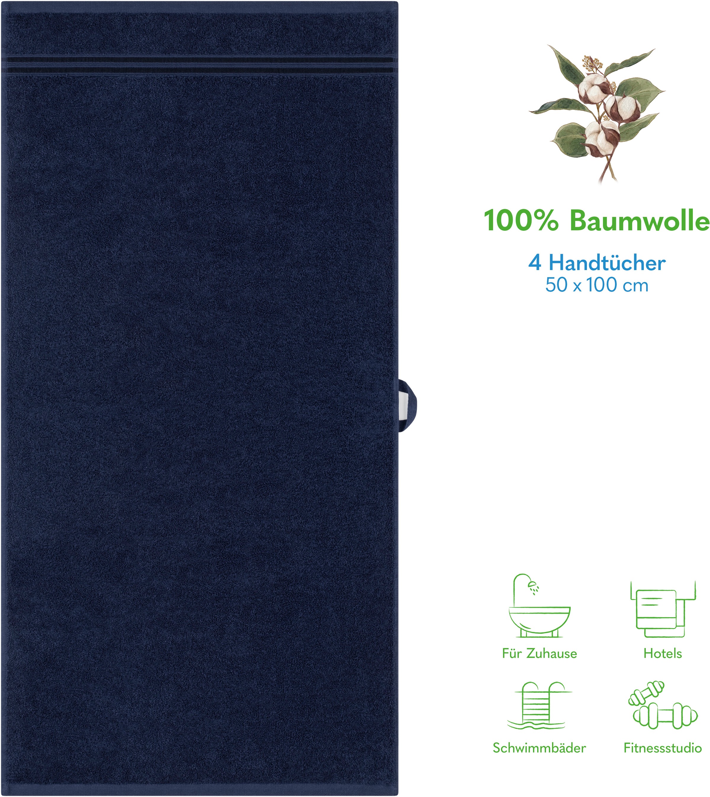 HAMMETEX Handtuch Set "4er Set Handtücher 50x100 cm, 100% Baumwolle, Weich günstig online kaufen