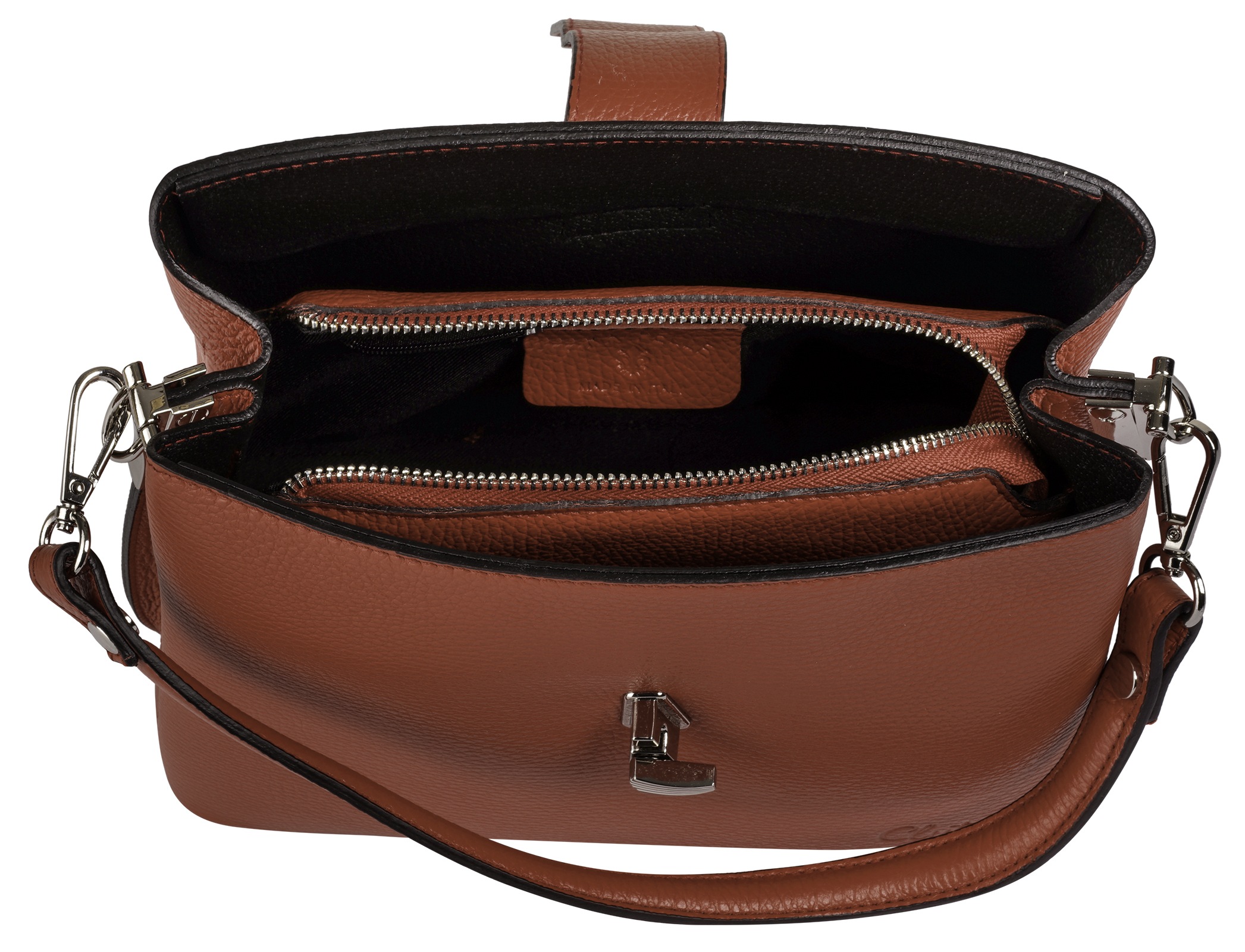 Cluty Umhängetasche, echt Leder, Made in Italy