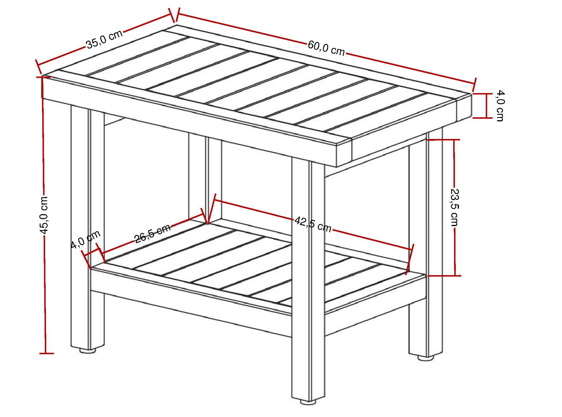 Destiny Badhocker »»SPA & LIVING««, Saunabank mit Ablagefach 60x35x45 cm, Teak