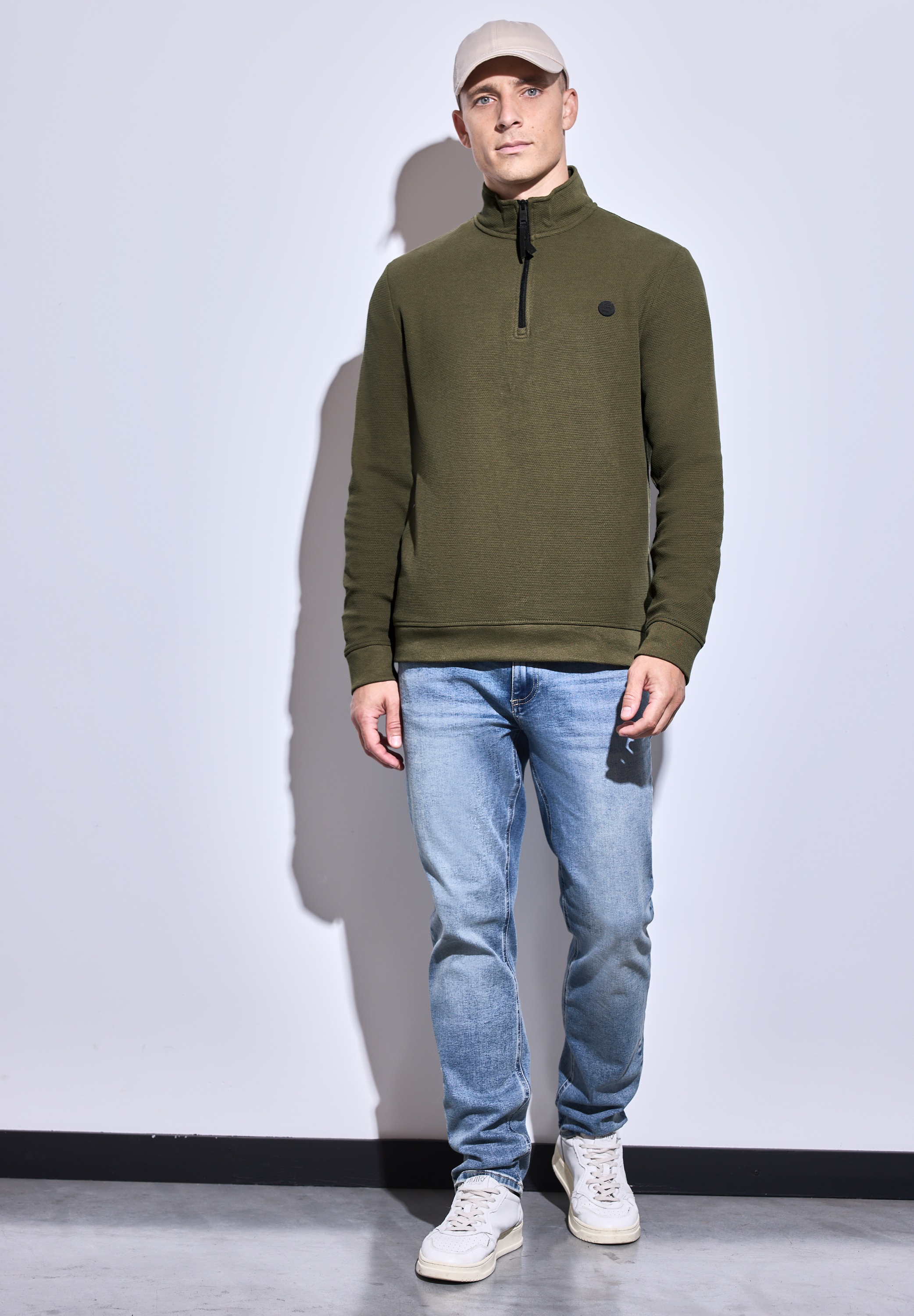 STREET ONE MEN Sweatshirt, aus reiner Baumwolle