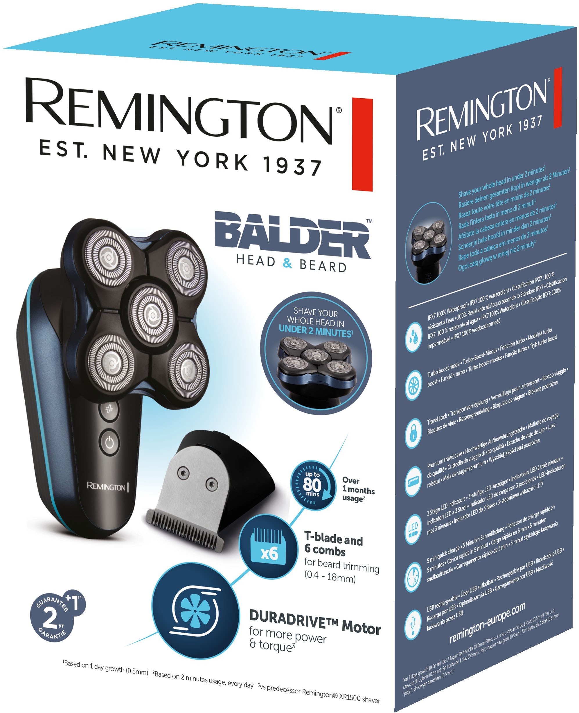 Remington Glatzen-Rasierer »XR8000« Balder Head & Beard Elektrorasierer für Nass-& Trockenrasur