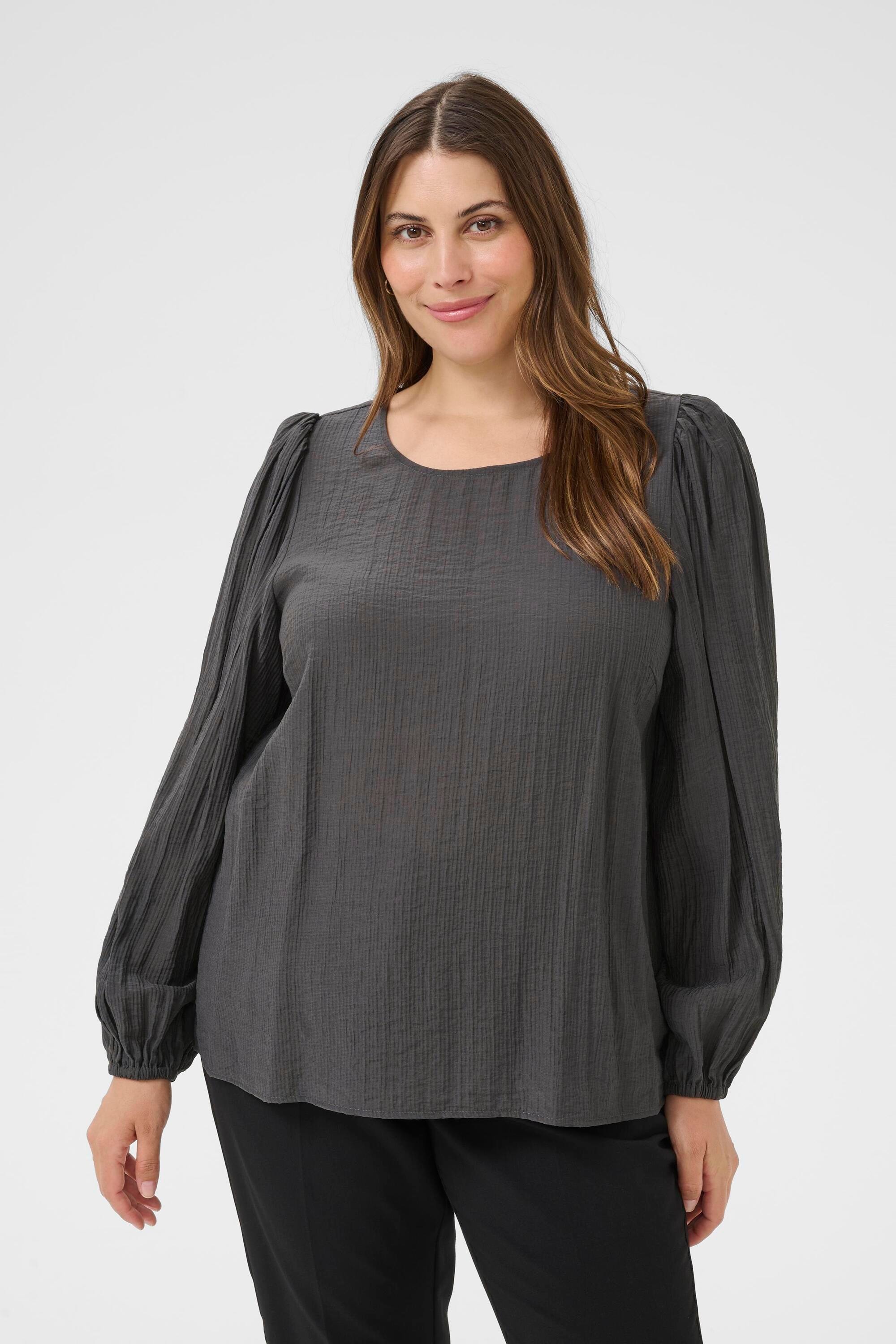 KAFFE Curve Langarmbluse »Damen Bluse langarm KCviva«