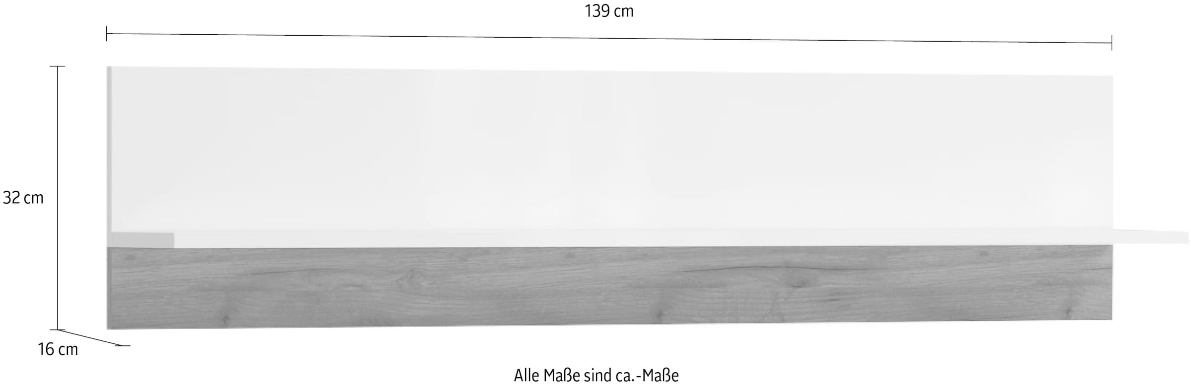 cm kaufen | of Style UV-lackierte 139 Places Breite: BAUR »Stela«, Front, weiss Wandregal