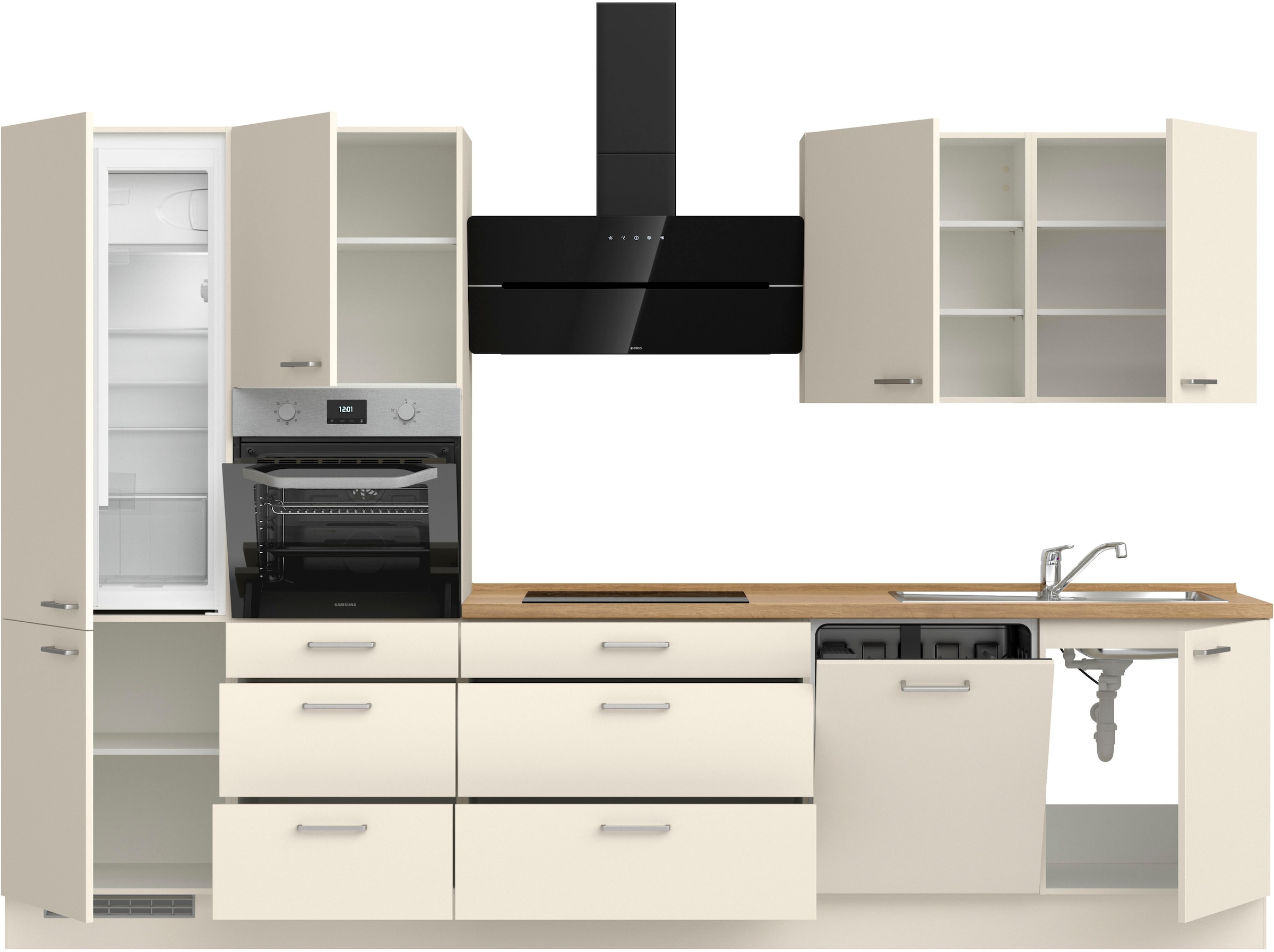 nobilia® Küchenzeile »"Touch II"«, vormontiert, Ausrichtung wählbar, Breite 330 cm, wahlw. mit E-Geräten