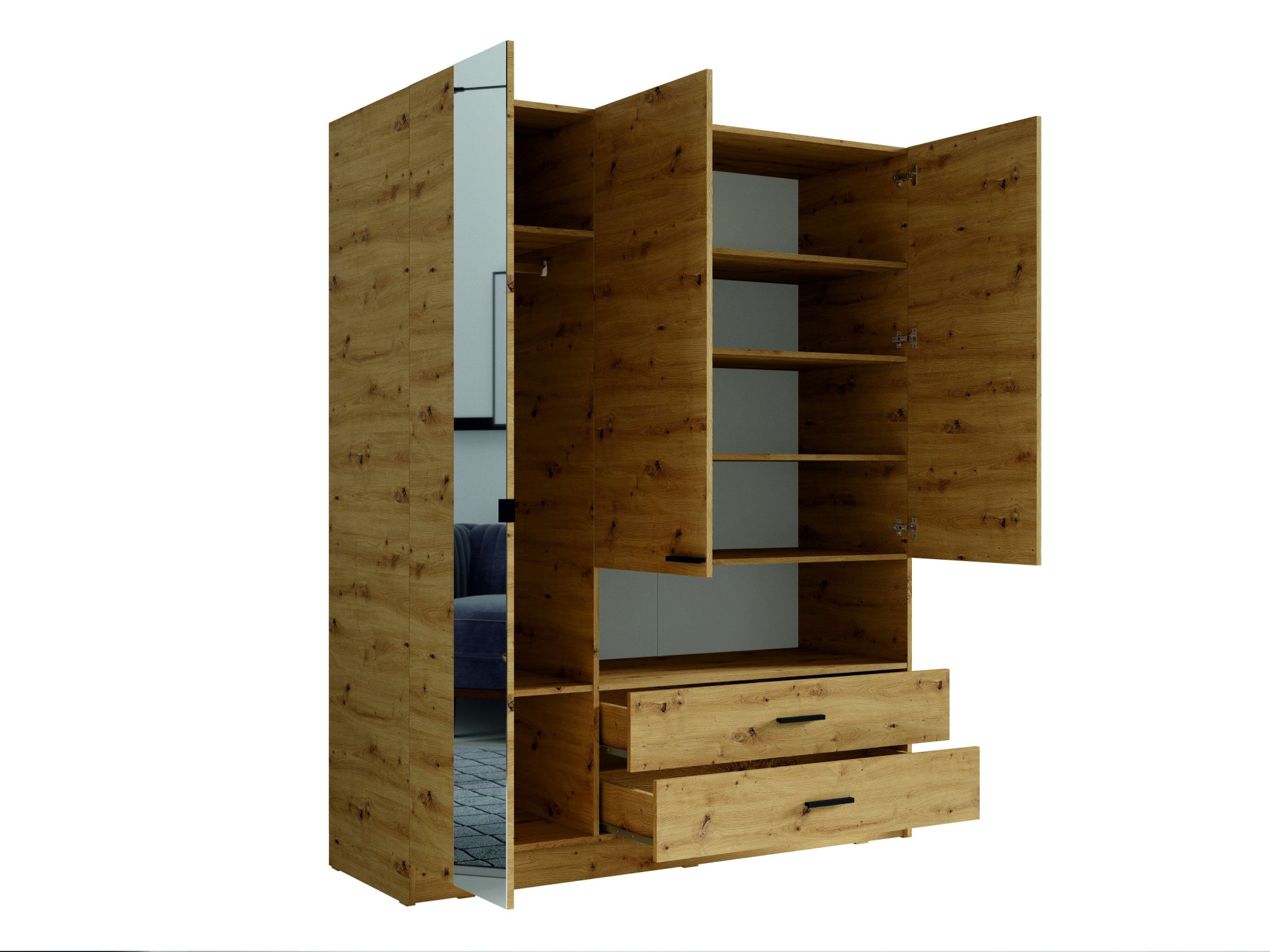 INOSIGN Kleiderschrank »Laredo Wäscheschrank komplette Innenausstattung, 158,3x200,5x55cm«, Garderobe mit mit offenem Fach, 3 Türen und 2 Schubladen, FSC
