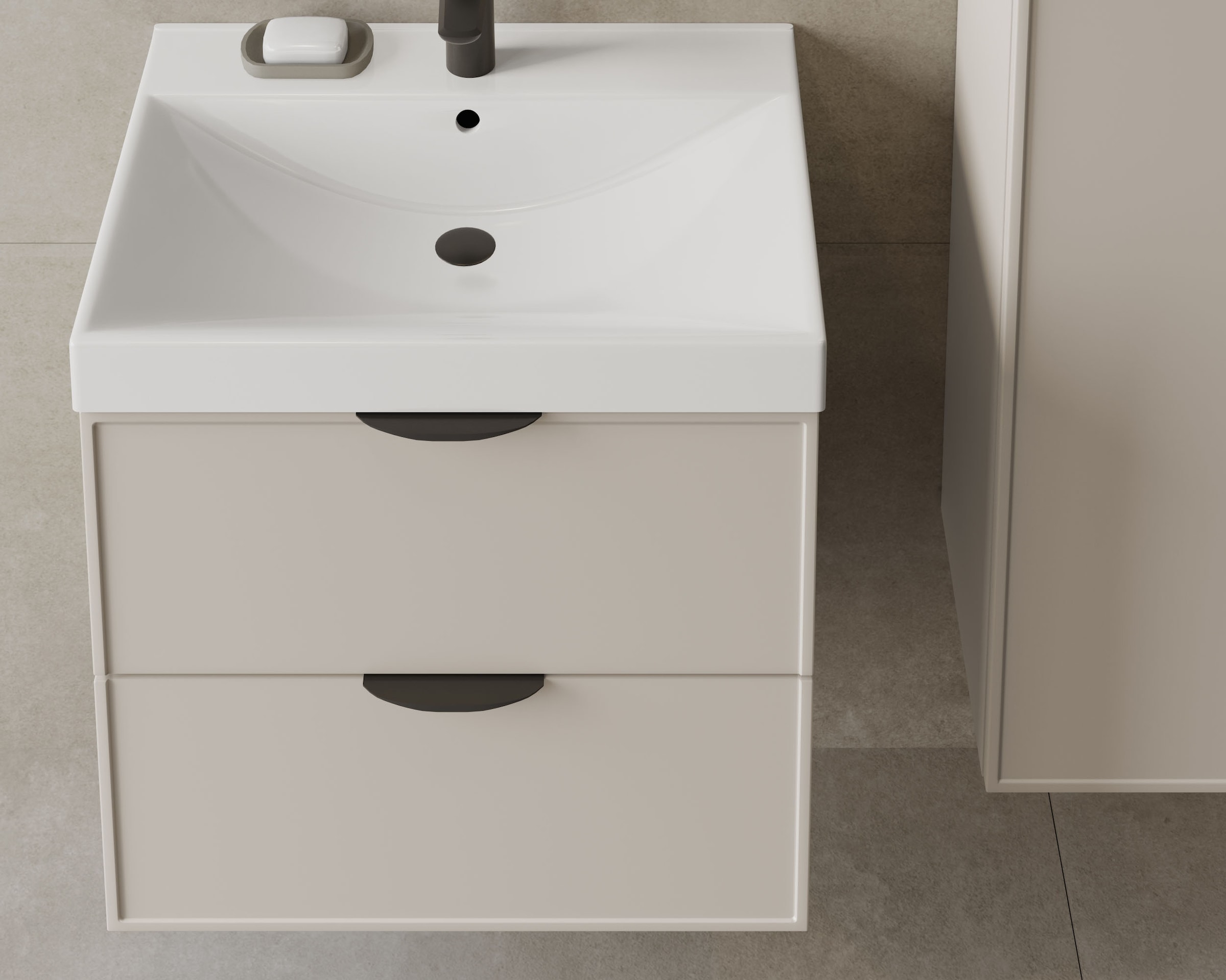 welltime Waschtisch »FLOW SIMPLE mit Waschbecken, Breite 60 oder 80cm, modernes Design« Schrank mit 2 Schubladen, Soft-Close-Function, in 2 Breiten erhältlich