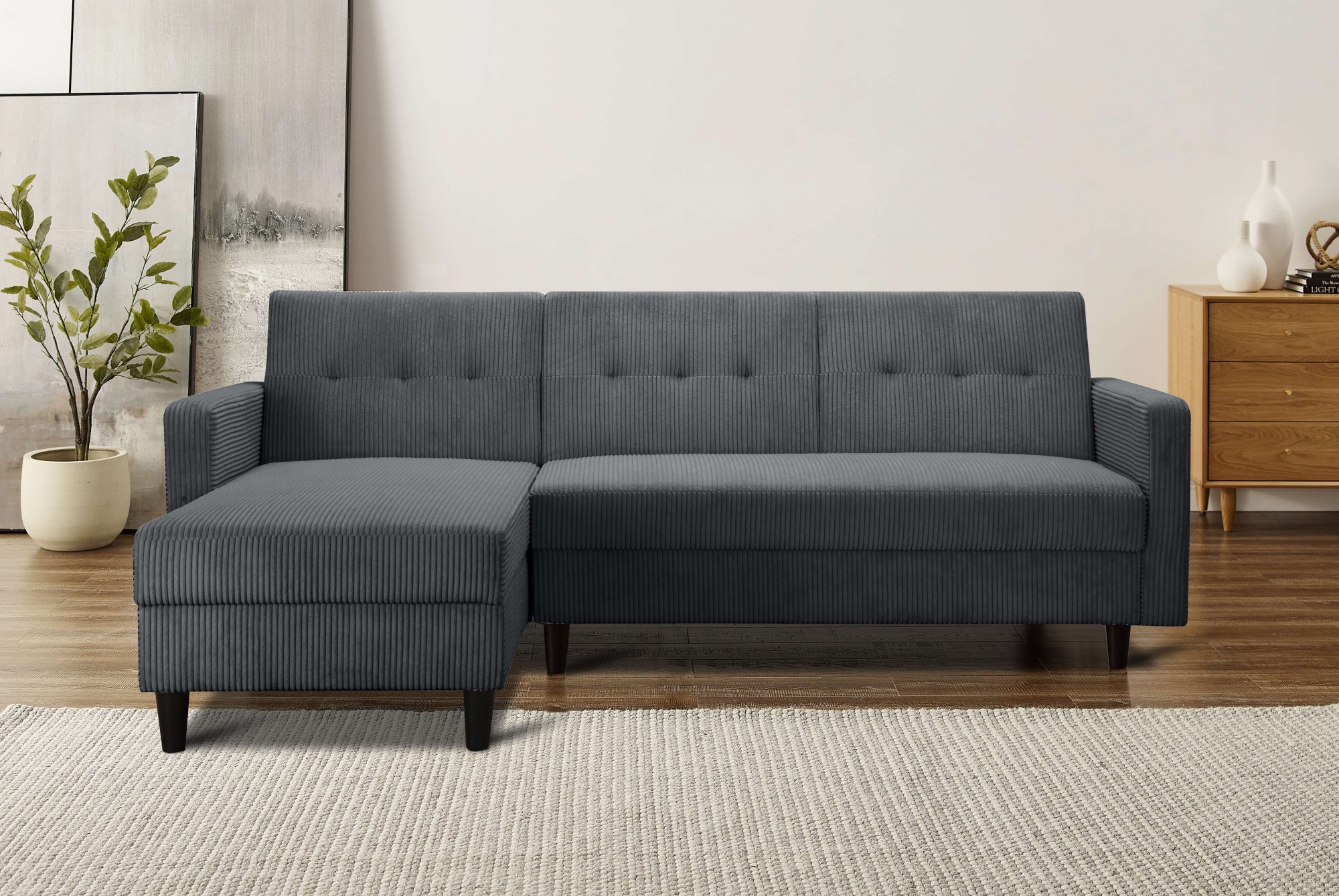 Dorel Home Ecksofa »Hartford II«, mit Bettfunktion und Stauraum, Recamiere beidseitig montierbar