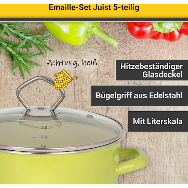 Krüger Topf-Set »Juist«, Emaille, (Set, 8 tlg.), Induktion kaufen | BAUR