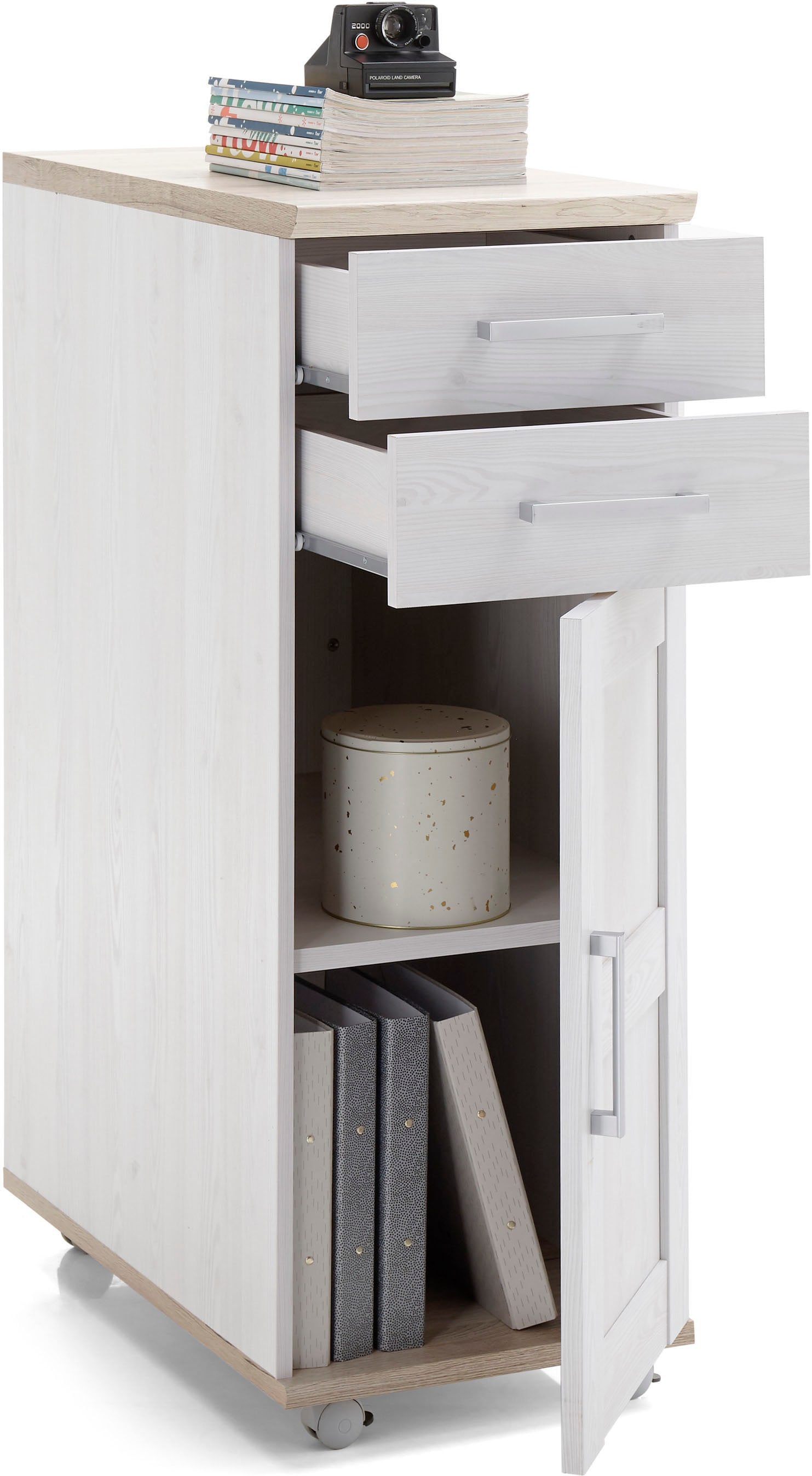 120 cm | BEGA Tür«, zu Höhe von höhenverstellbarem BAUR & 2 Rollcontainer passend Schubladen OFFICE Schreibtisch »Romance,