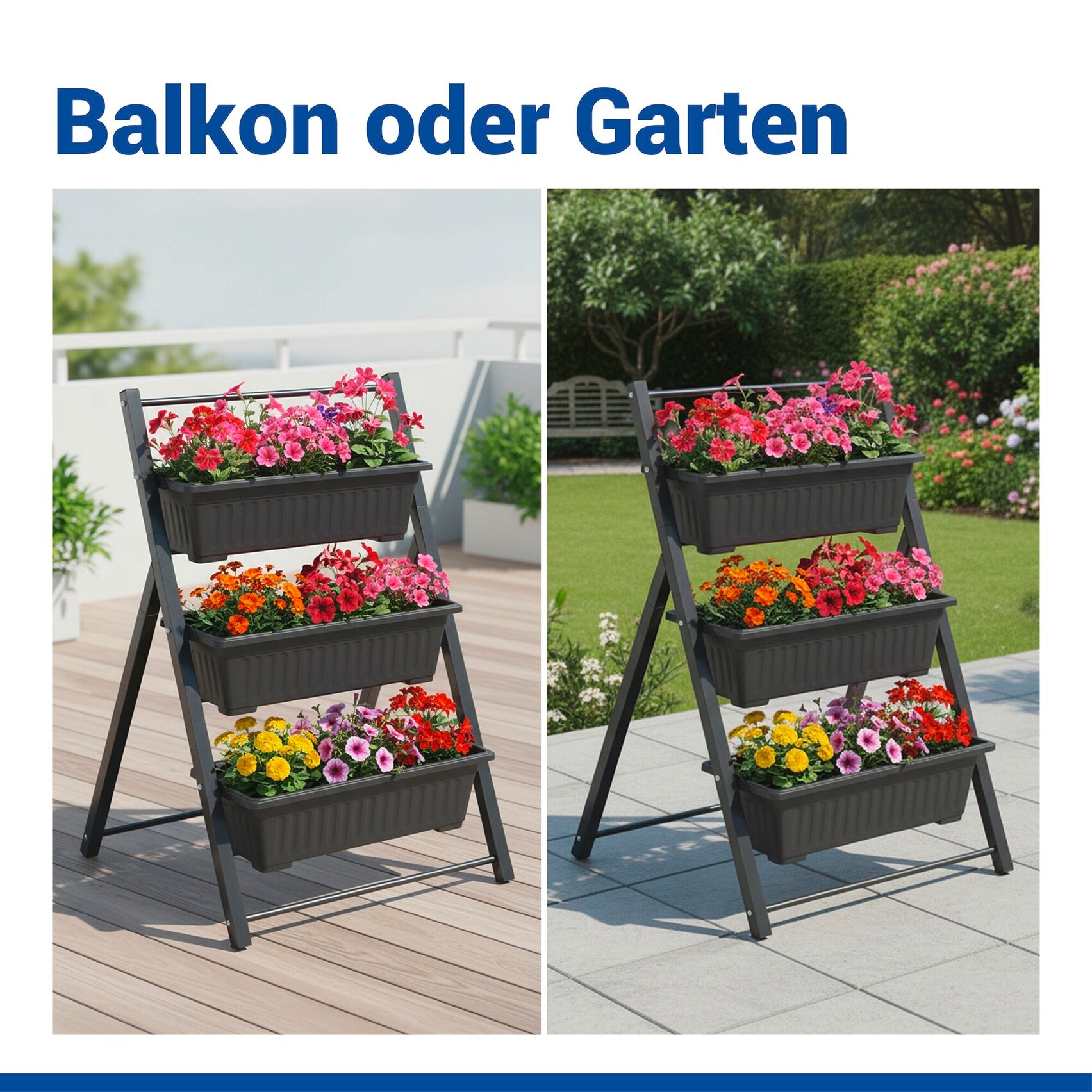 Maximex Hochbeet »Vertikales Hochbeet 3 Etagen« vertikales Hochbeet für Balkon & Terrasse, herausnehmbare Pflanzkästen