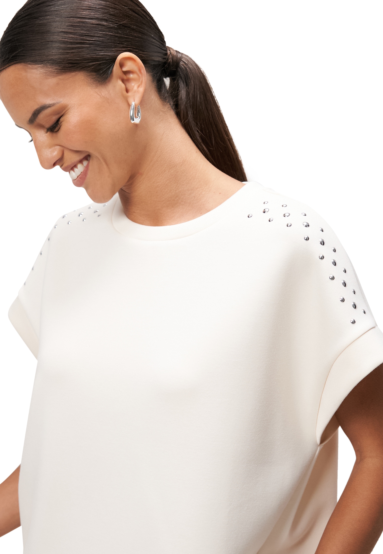 Zero Sweatjacke »zero Damen Sweatshirt mit Nieten«, weiteres Detail
