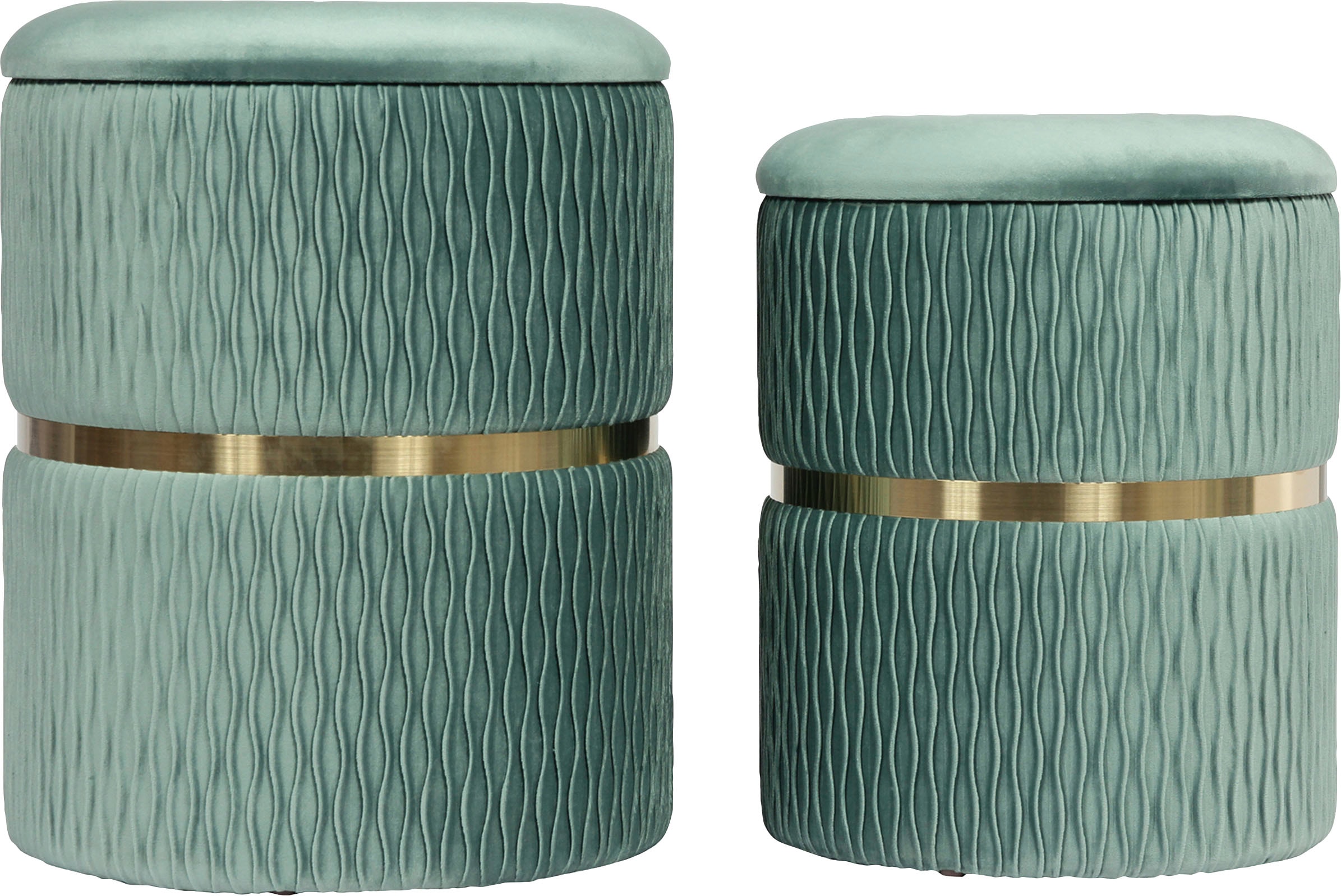 Kayoom Sitzhocker »Hocker Milas 2er-Set, Praktischer und versteckter Stauraum« Set, 2 Stk. tlg. stapelbar, mit Stauraum, Edelstahlsockel, Farbenfroh  unaufdringlich