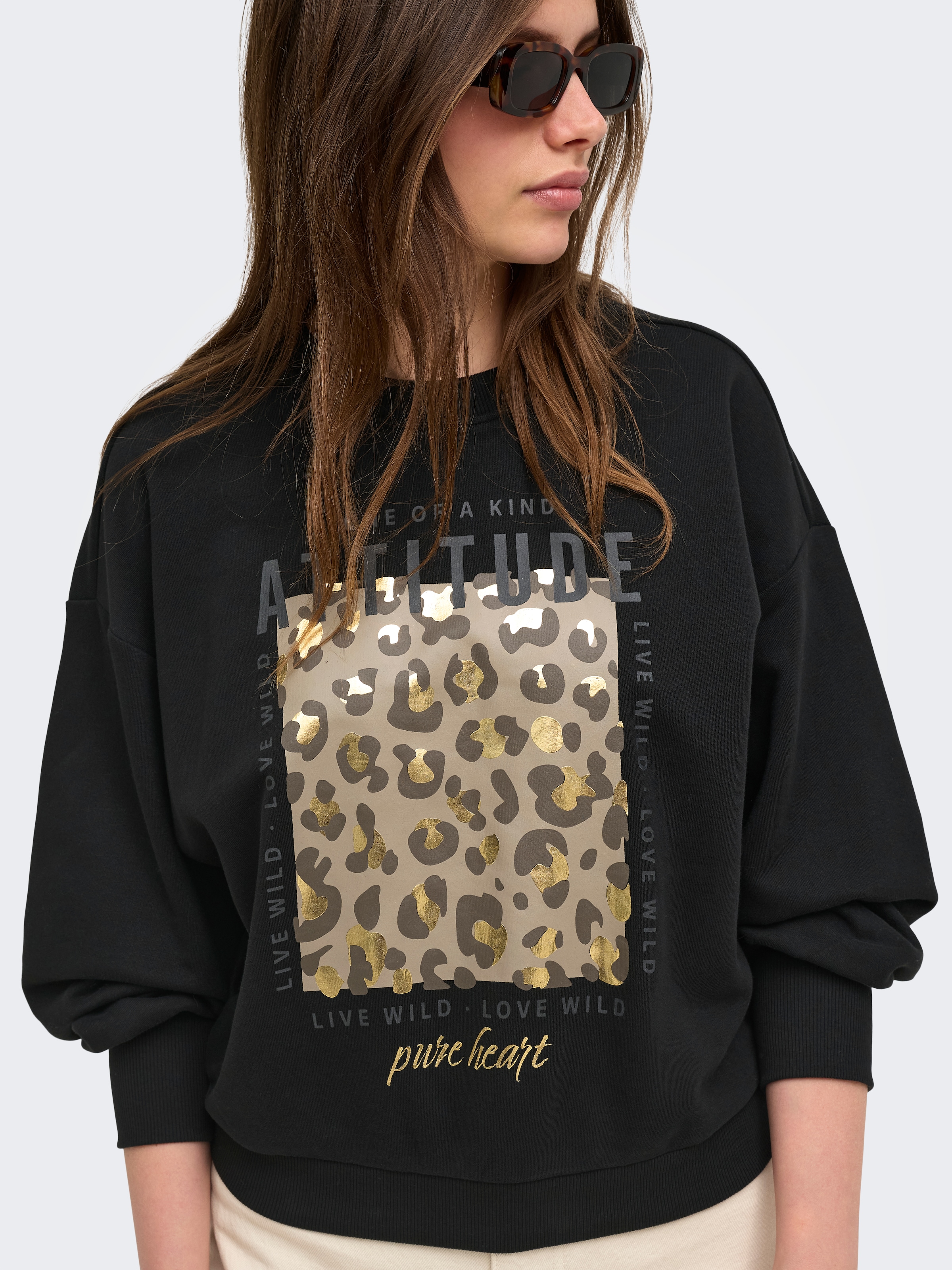ONLY Sweatshirt »ONLBROOKY L/S PRINT UB CS SWT«, Baumwollmischung, regular fit
