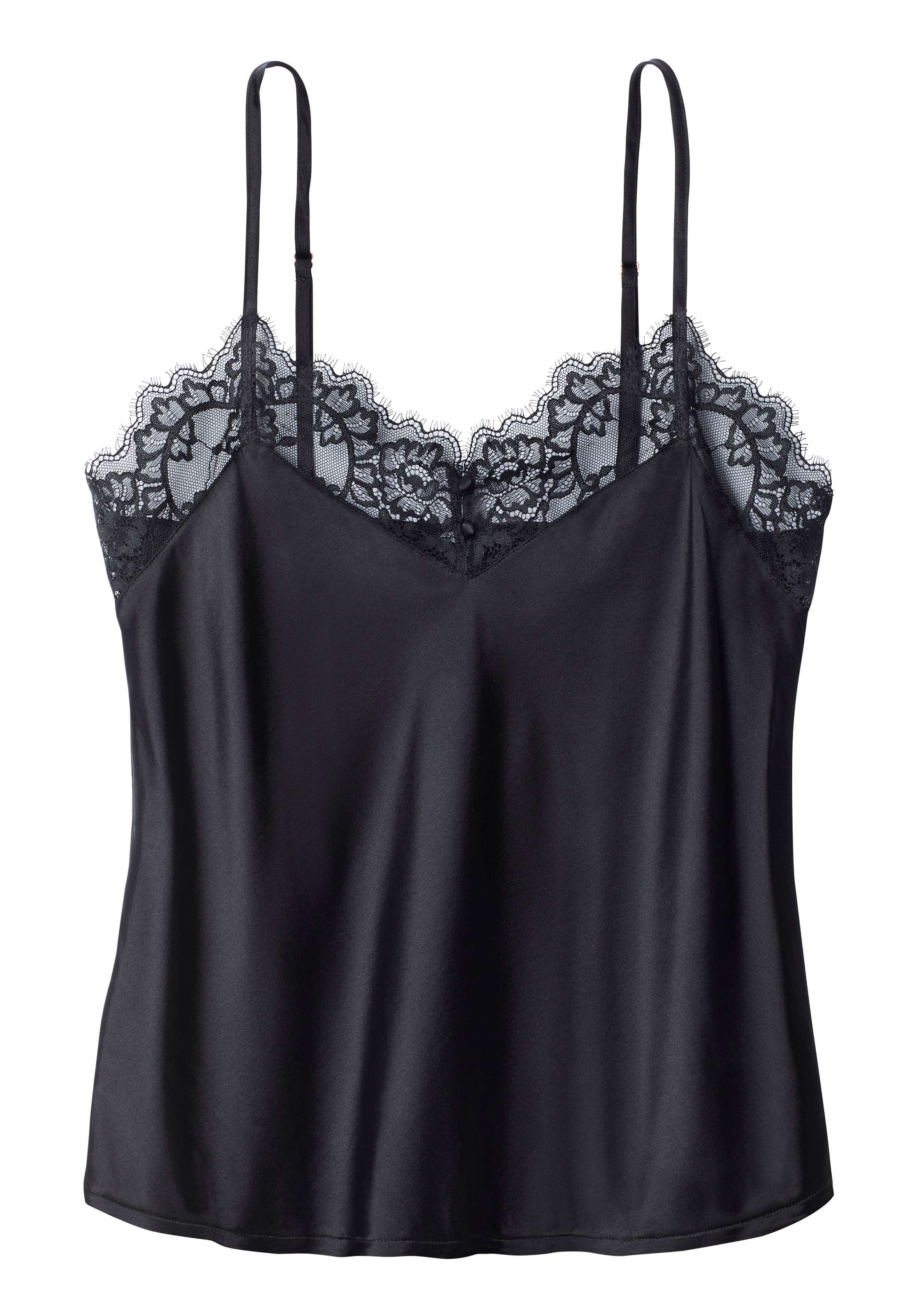 LASCANA Spaghettitop "Alana" mit hohem Seidenanteil und edler Spitze, Desso günstig online kaufen