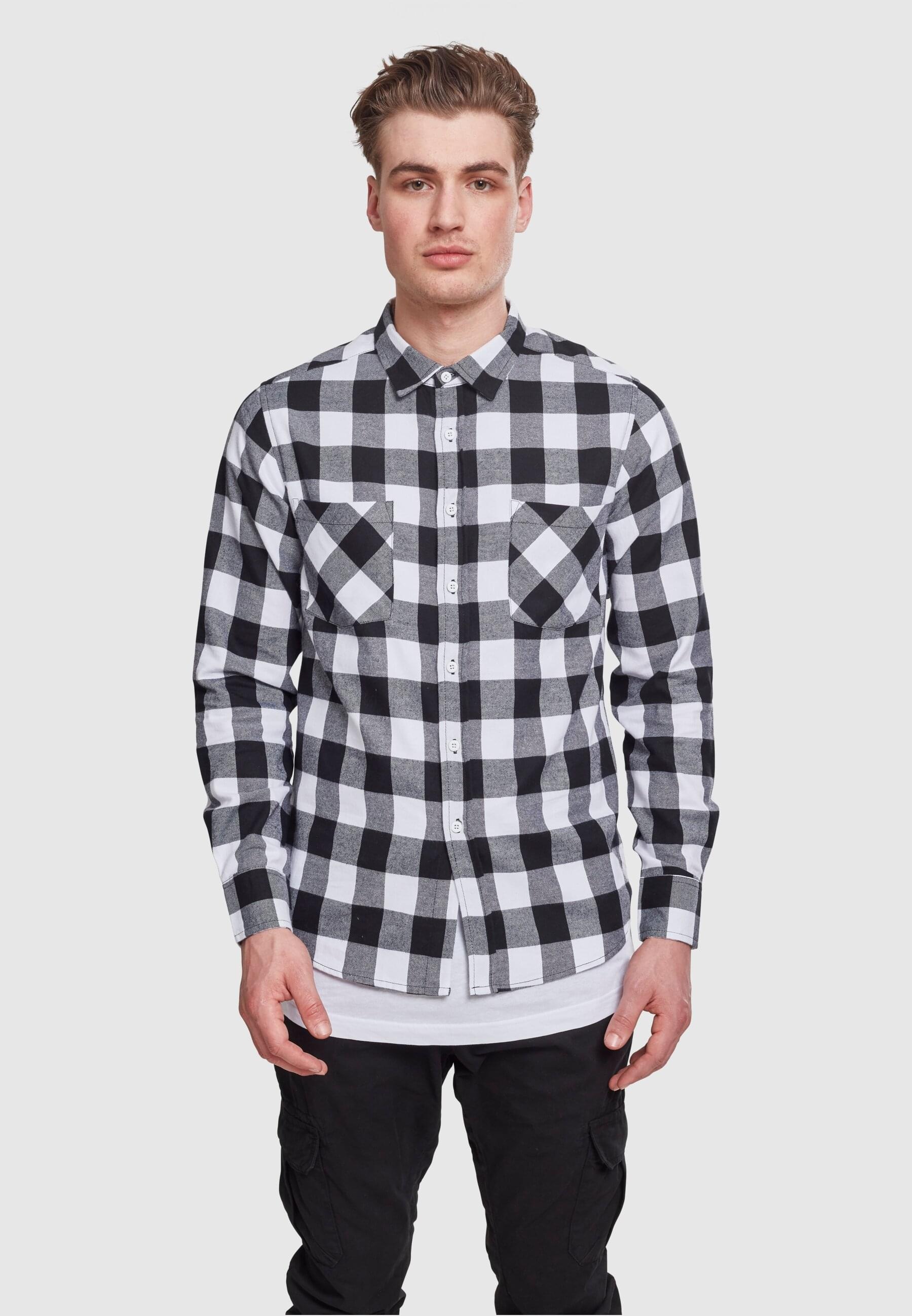 URBAN CLASSICS T-Shirt »Urban Classics Herren Checked Flanell Shirt«, (1 tlg.)
