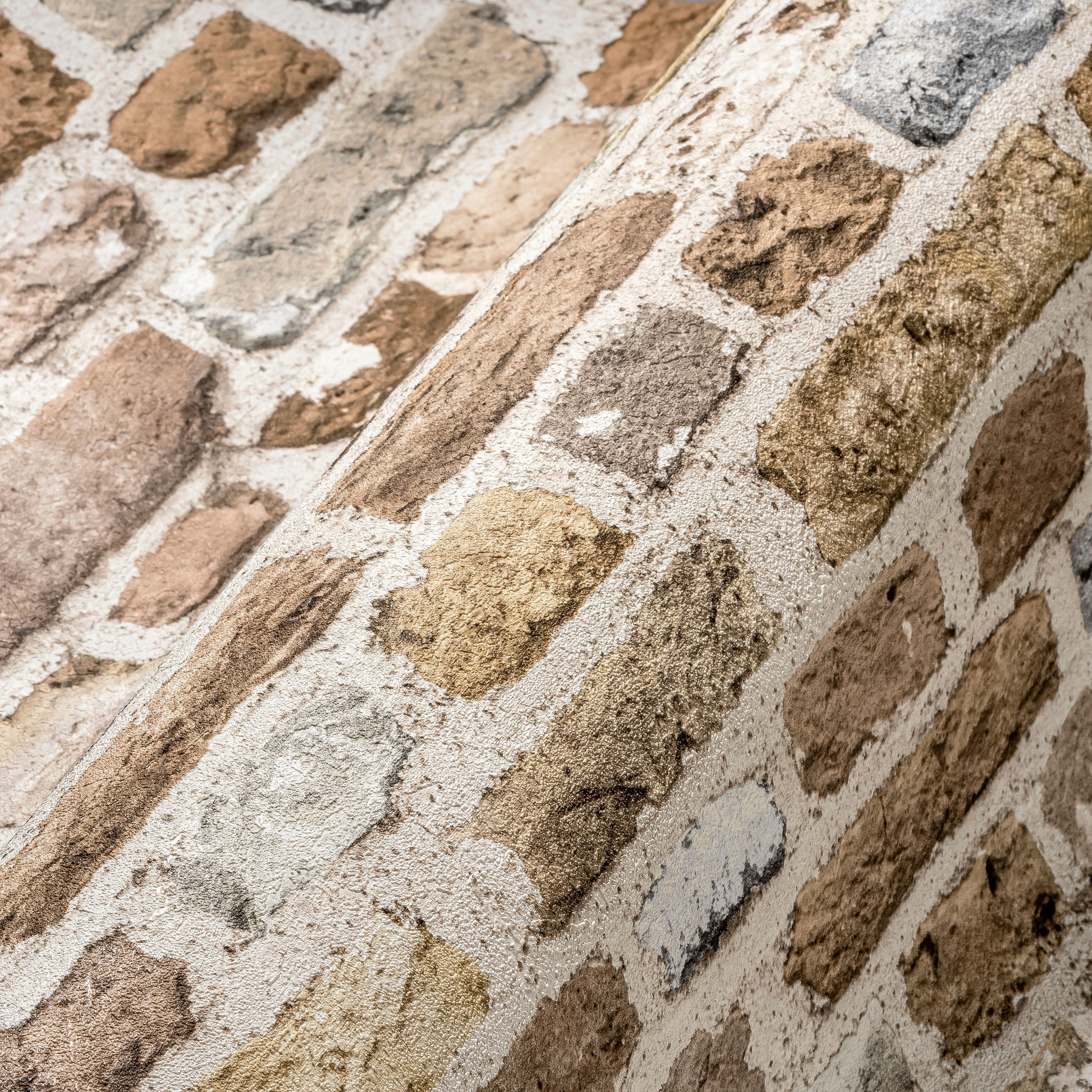 Thumbnail - A.S. Création Vliestapete "Bricks & Stones Backstein Steinoptik" gemustert  matt  neutral leicht strukturiert Steintapet...