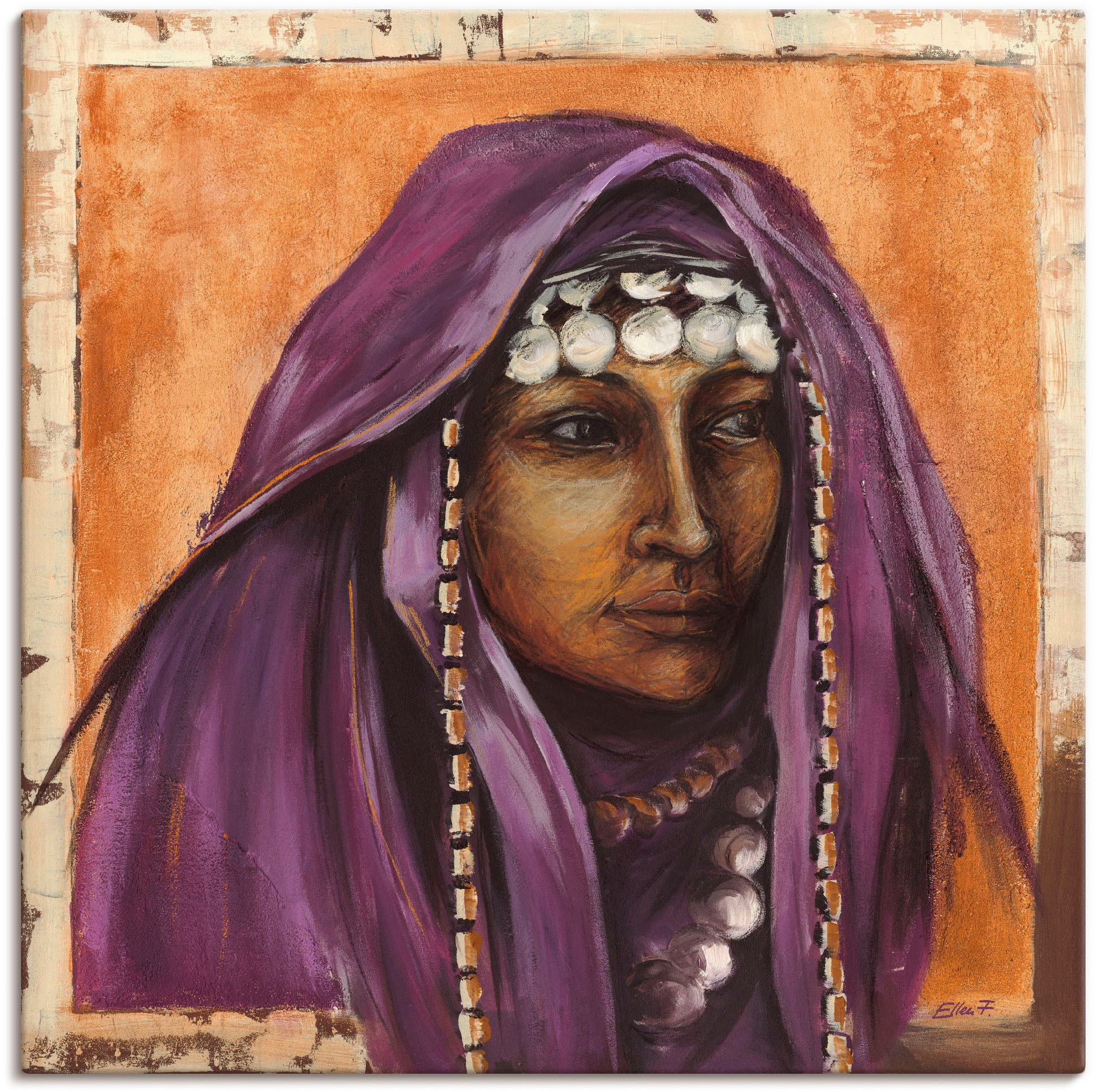 Artland Wandbild »Beduinin II mit auberginefarbenem Tuch«, Frau, (1 St.),  als Alubild, Leinwandbild, Wandaufkleber oder Poster in versch. Größen  bestellen | BAUR