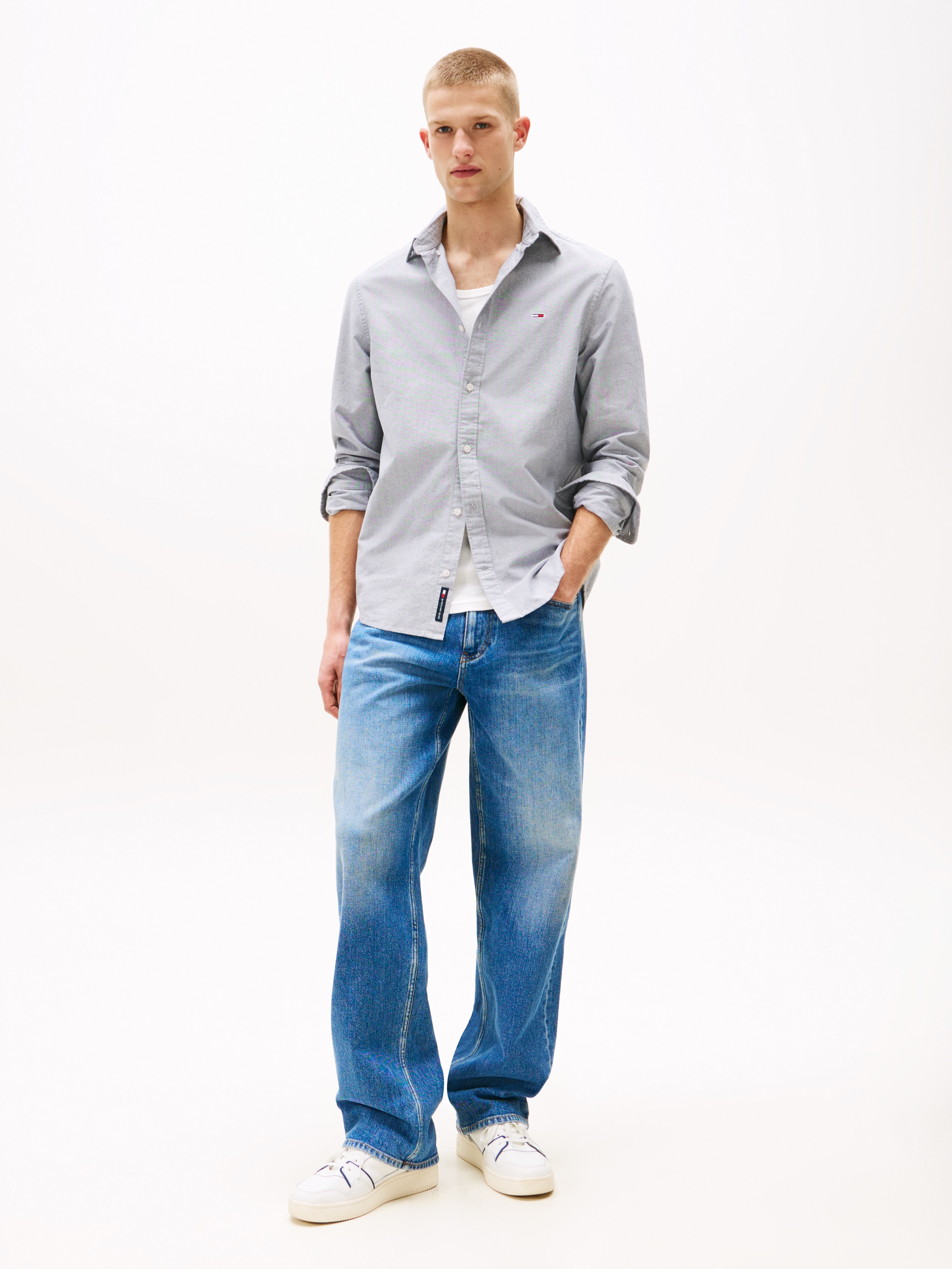 Tommy Jeans Langarmhemd »TJM REG OXFORD SHIRT EXT«, Mit Rundhalsausschnitt