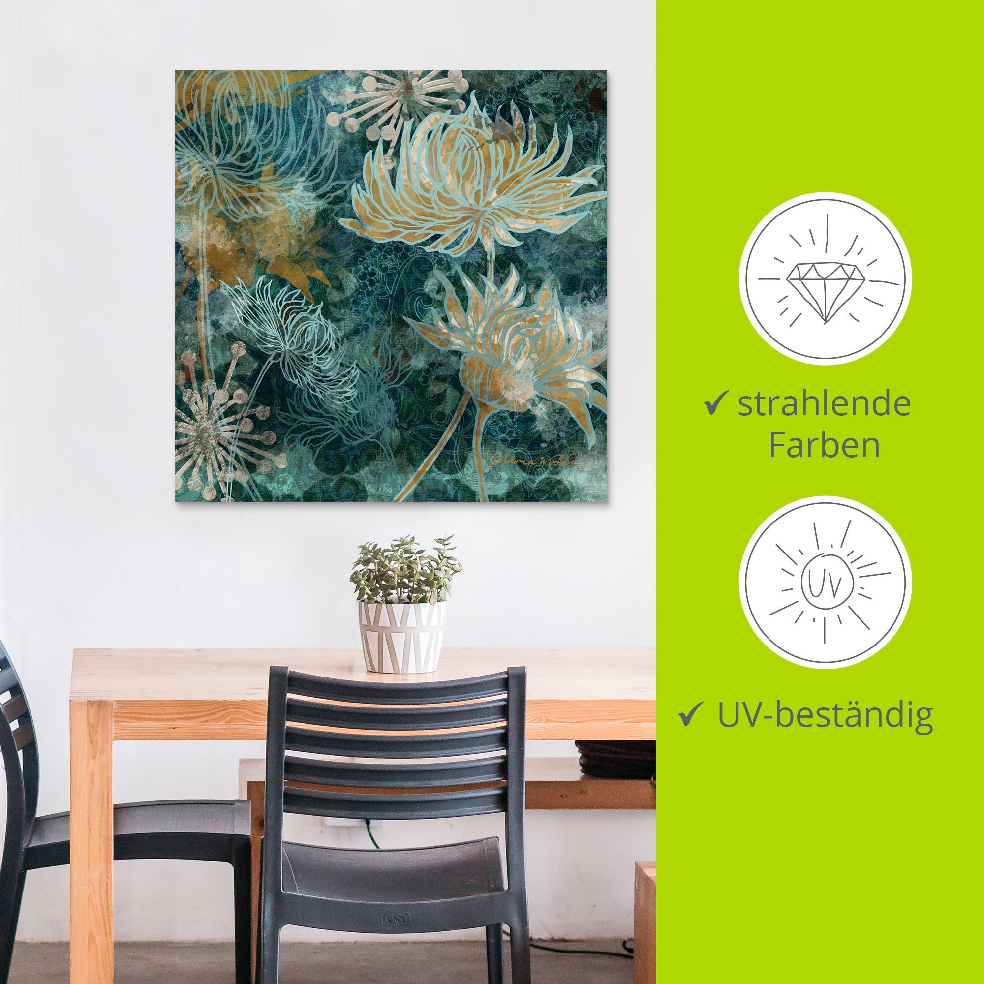 Artland Wandbild »Blaue Chrysanthemen I«, Blumen, (1 St.), als Alubild, Outdoorbild, Leinwandbild, Poster, Wandaufkleber