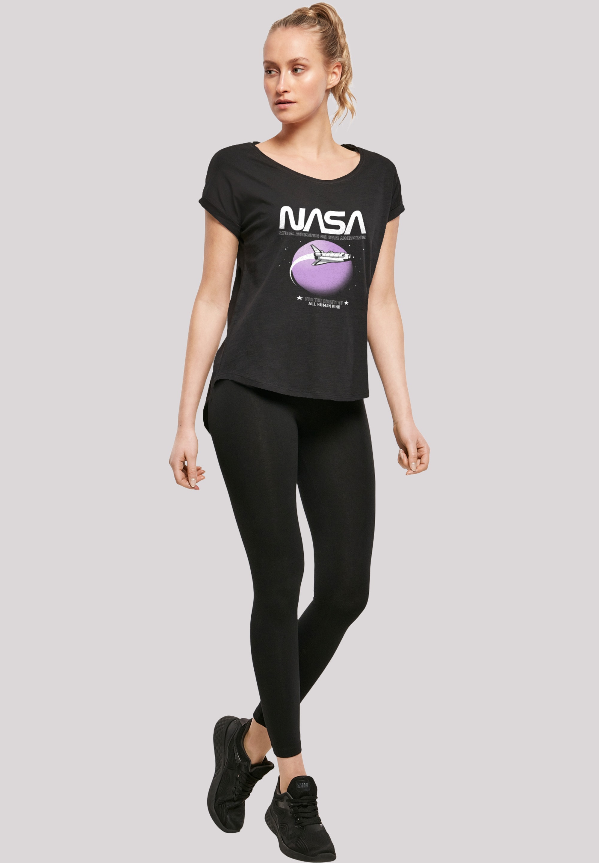 F4NT4STIC T-Shirt »Long Cut T-Shirt 'NASA Shuttle Orbit'«, Damen,Premium Merch,Lang,Longshirt,Bedruckt