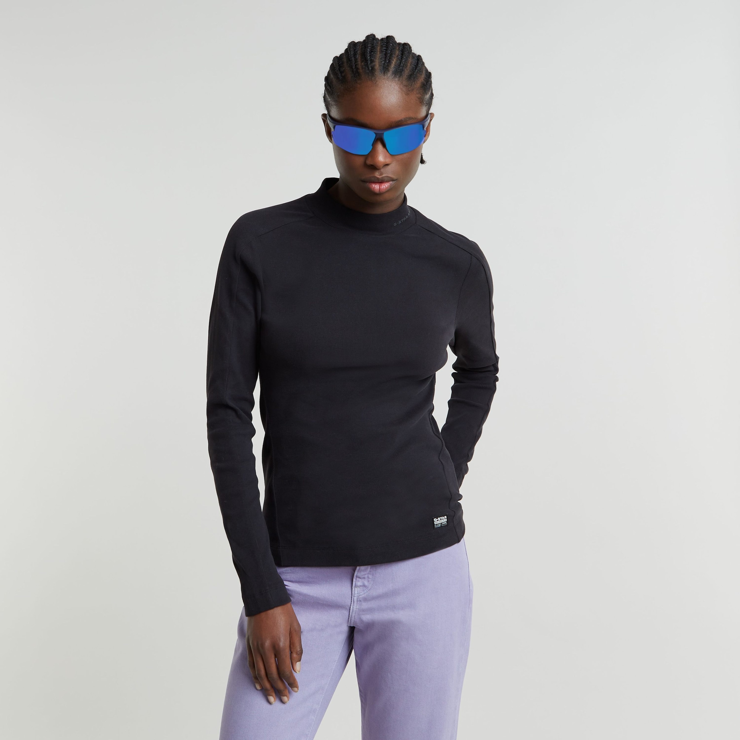 G-STAR Longsleeve "Rib Mock Top", mit Markenschriftzug am Kragen günstig online kaufen