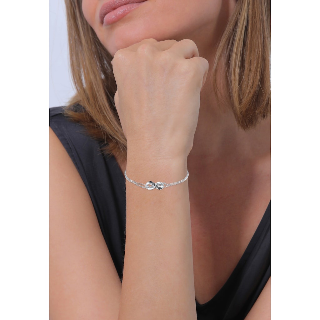 Elli DIAMONDS Armband »Infinity Symbol Diamant (0,195 ct.)925 Silber Noir«