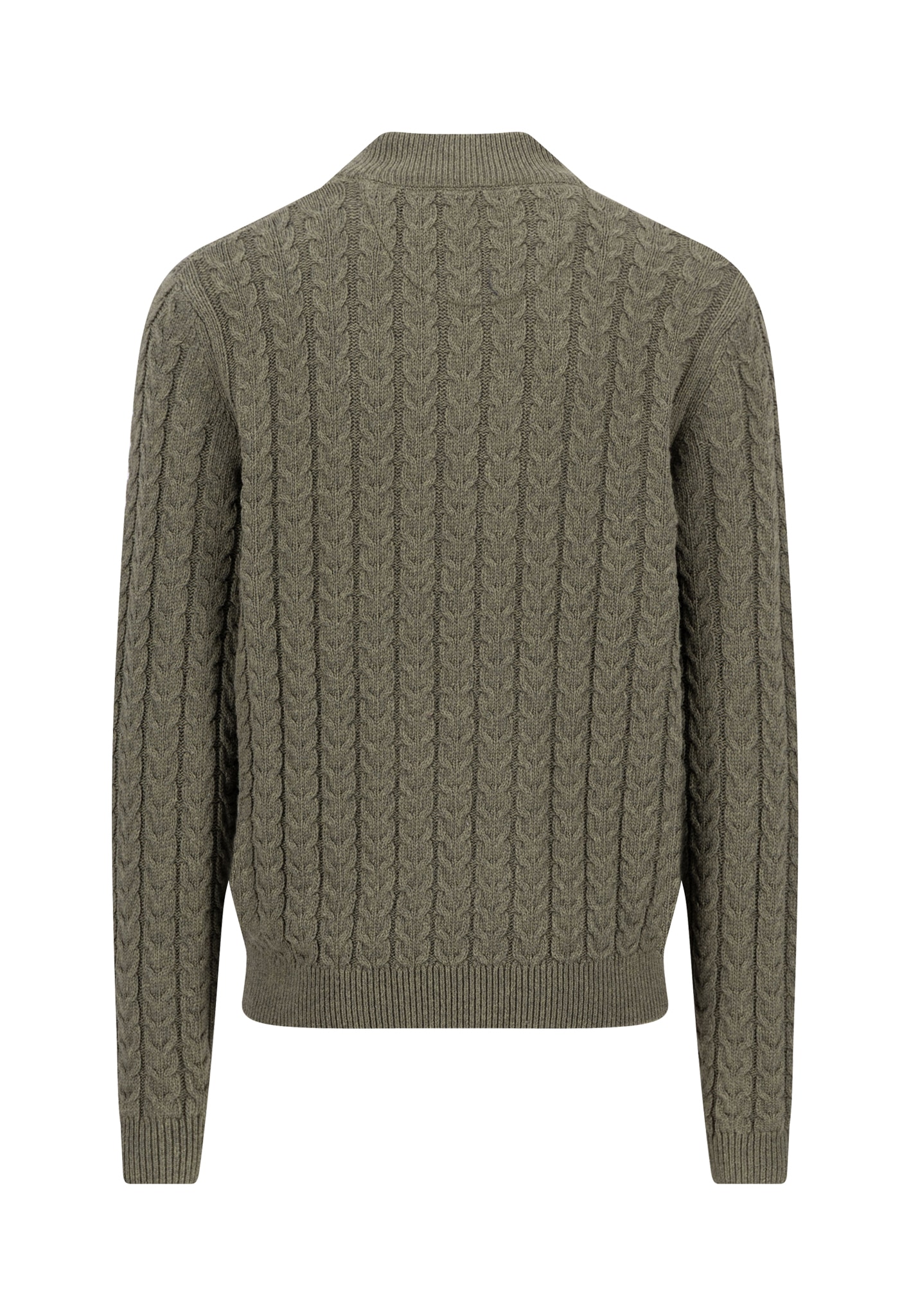 FYNCH-HATTON Troyer Strickpullover mit Zopfmuster und Knopfleiste, Woll-Anteil