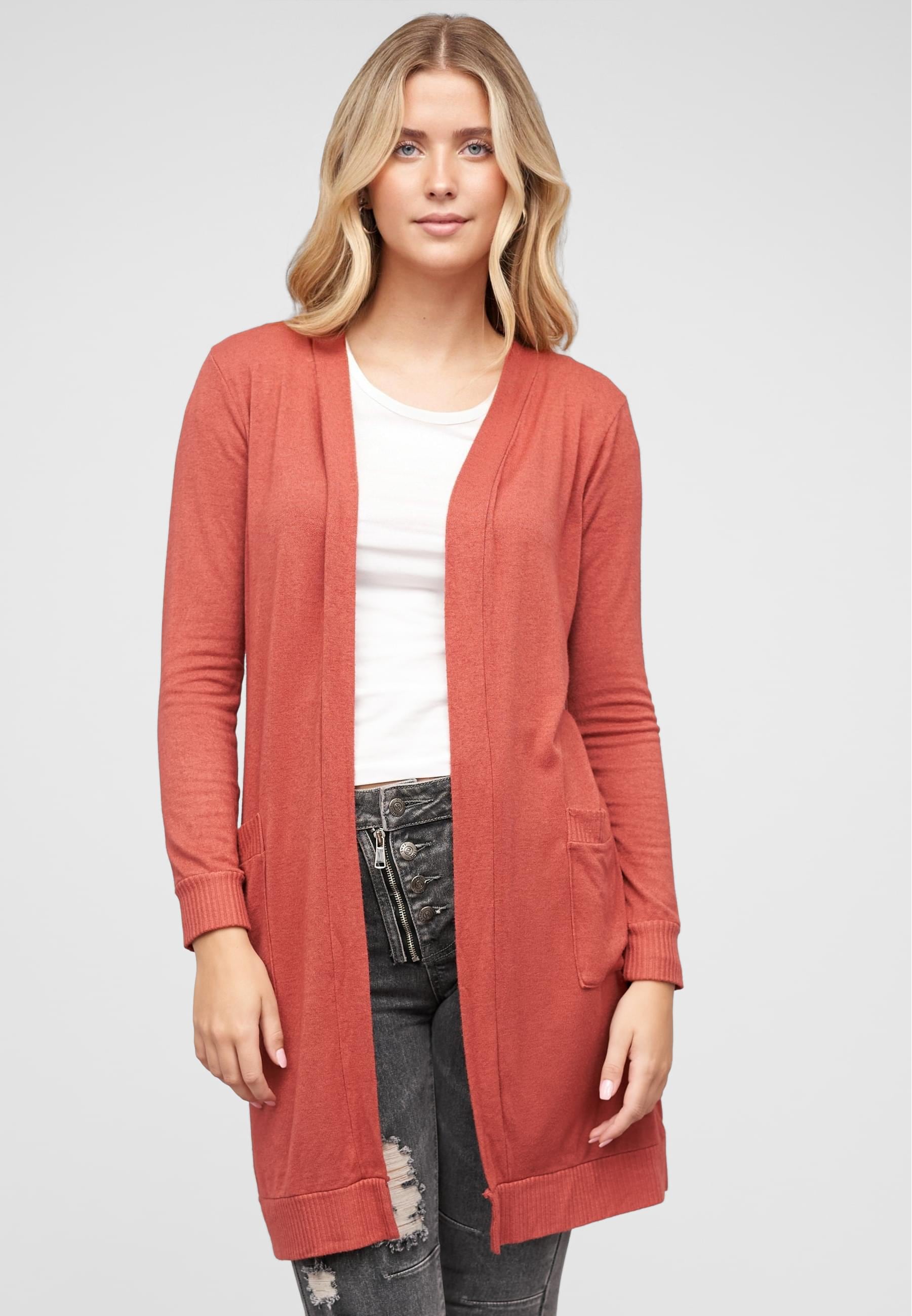 CLOUD 5IVE Strickjacke »CLOUD 5IVE Longform Viskose Cardigan mit 2 seitl. Taschen«