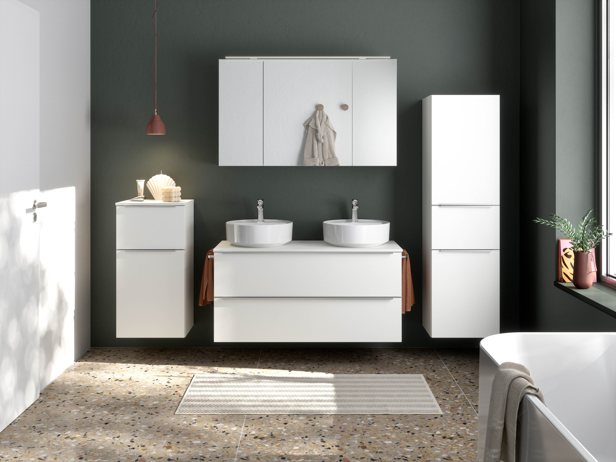 nobilia Badmöbel-Set, (2 St., vormontiert, mit Soft-Close), inkl. Spiegelsc günstig online kaufen