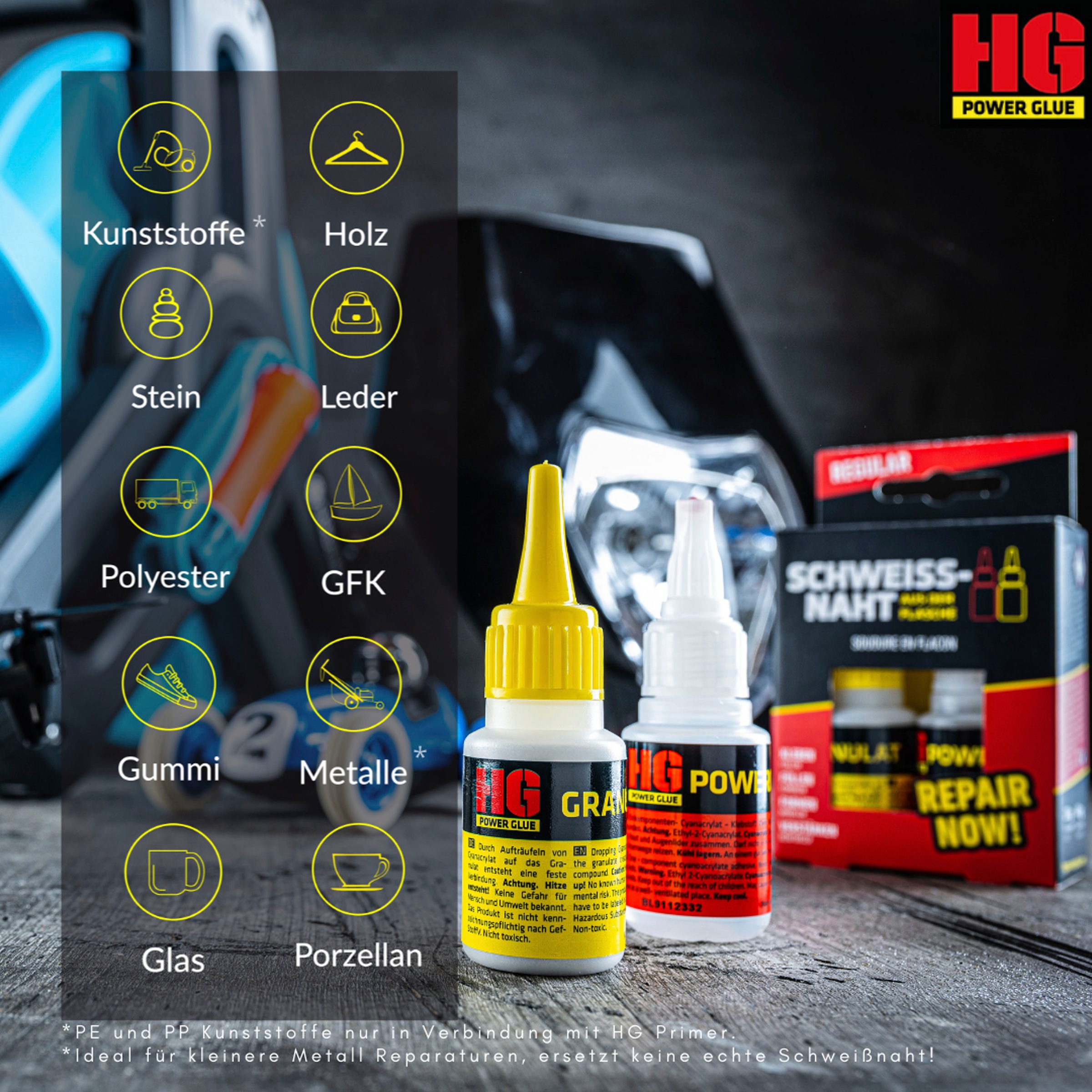 HG Klebstoff »PowerGlue«, XXL-Profikoffer, die Schweissnaht aus der Flasche