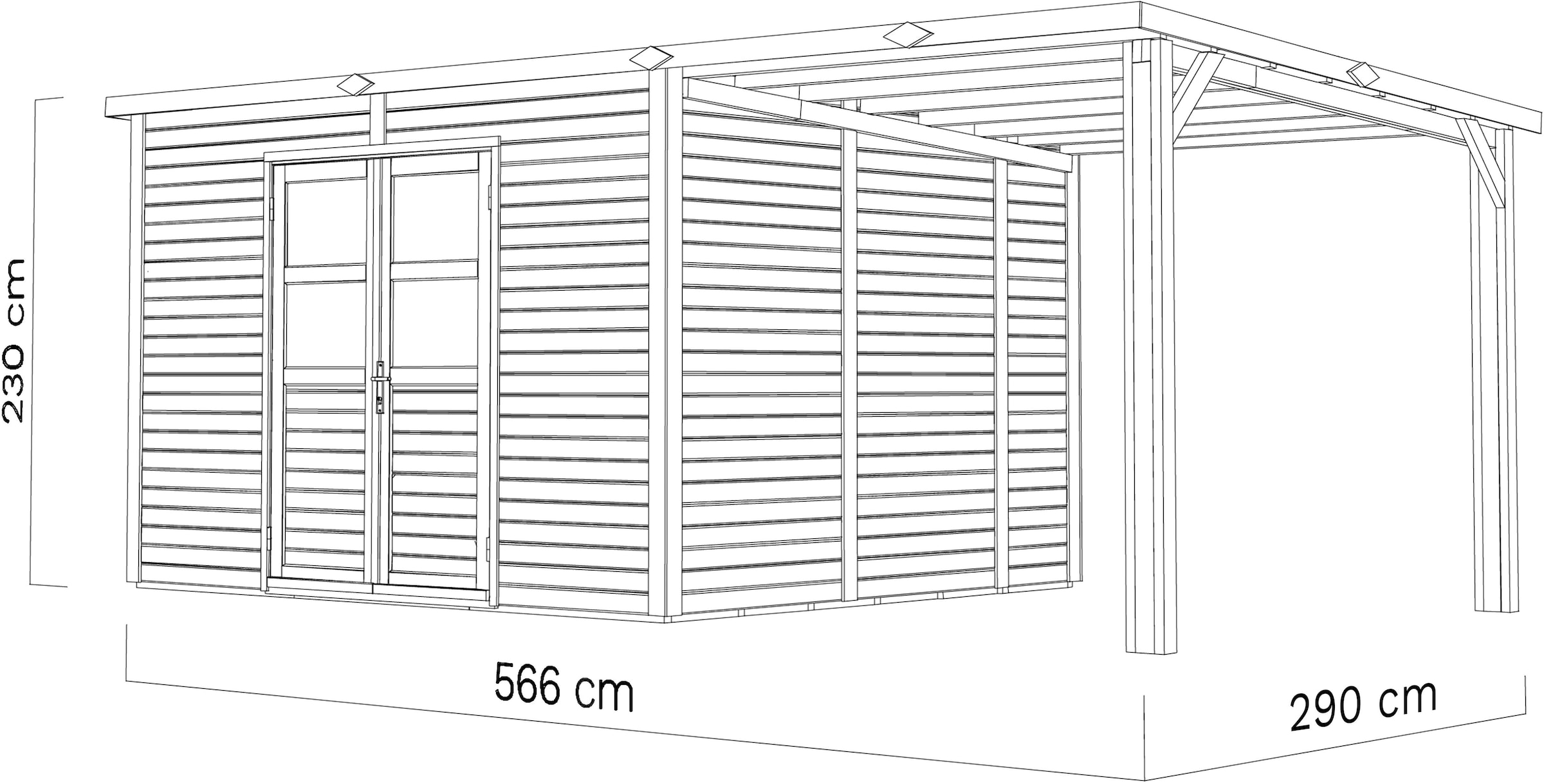 BERTILO Gartenhaus »Baltrum 2 Set naturbelassen«, mit Fußboden, Fenster und Doppeltür