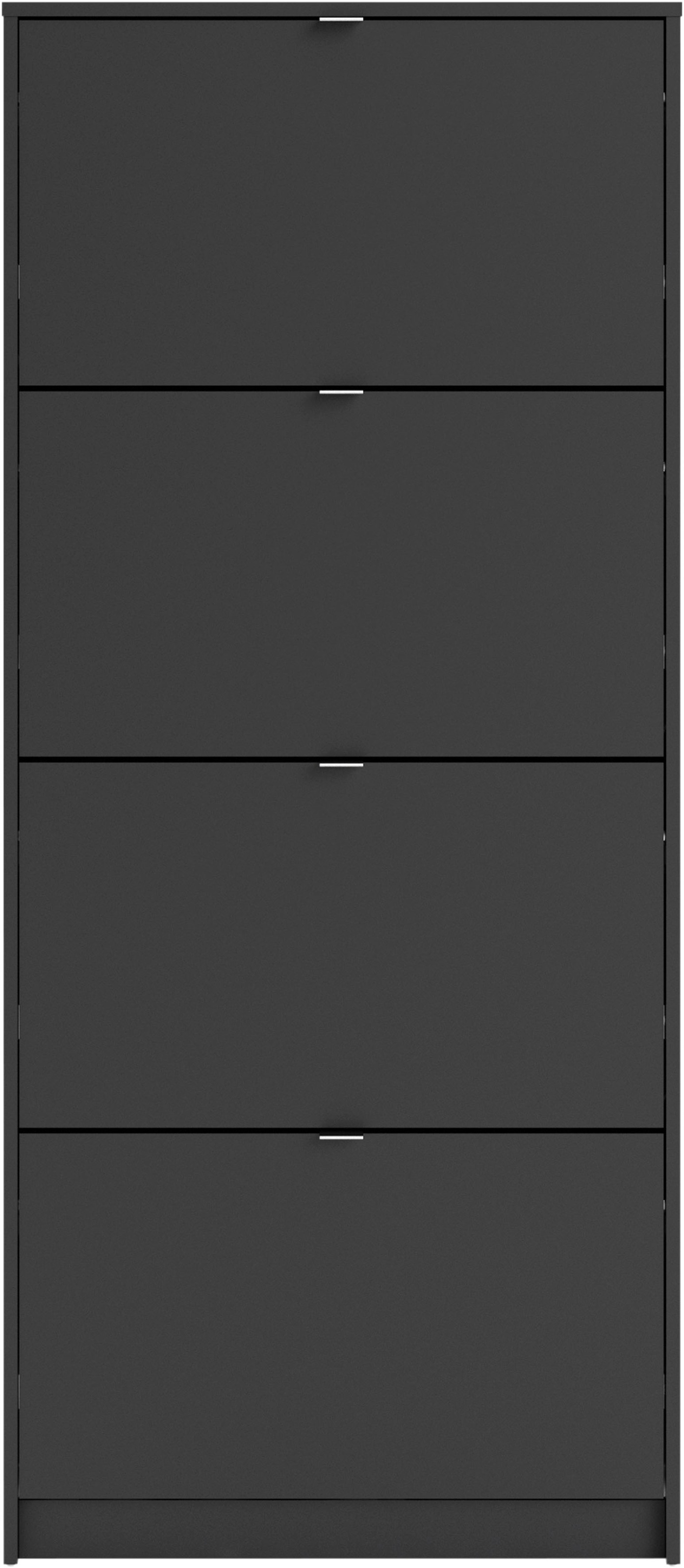 Shoes Shoe cabinet  with 4 tilting doors and 2 layers Matt Black, none