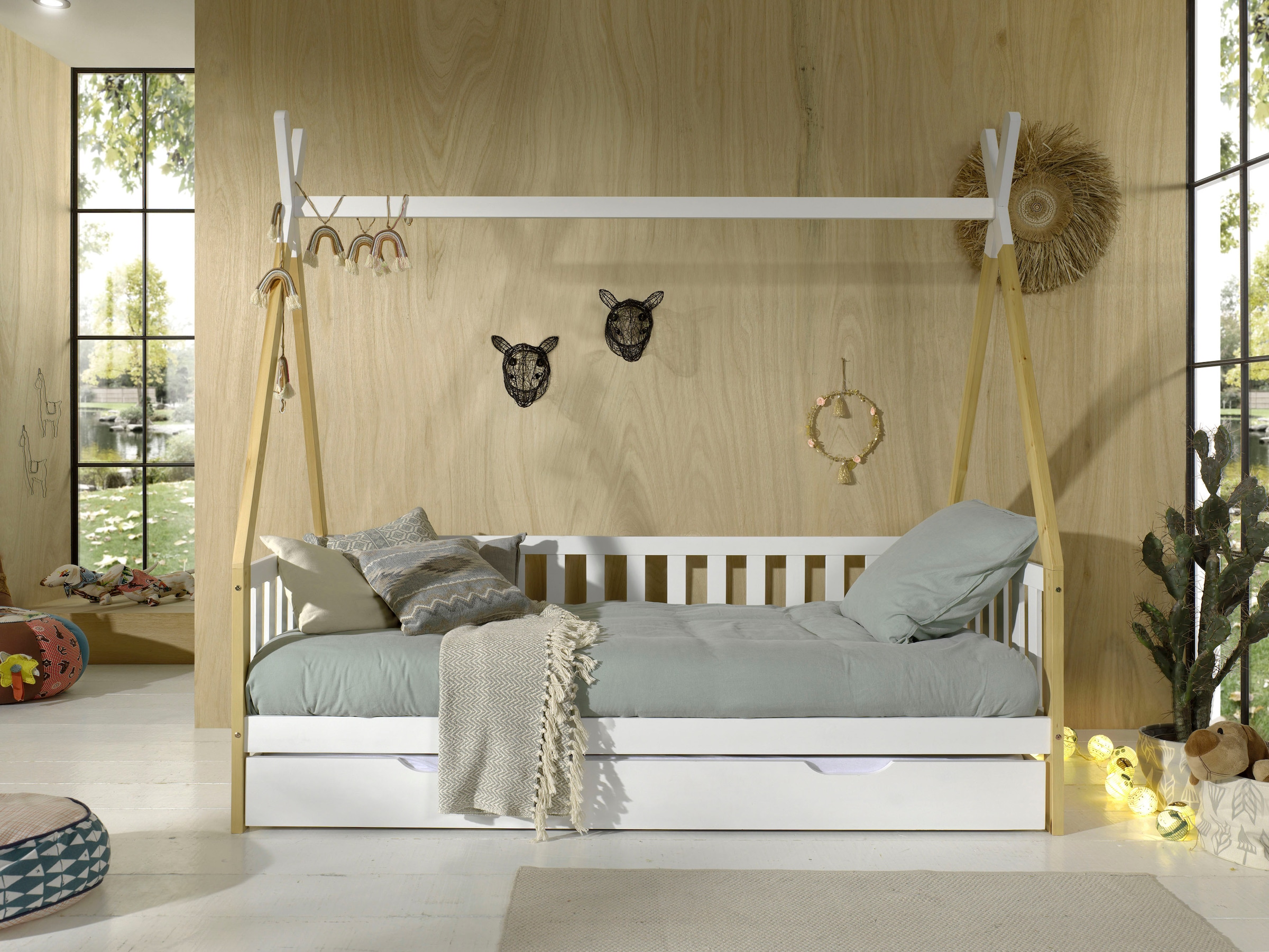 Vipack Kinderbett "Tipi, mit Querstange in Zelt-Optik, Kiefer massiv", (B/H günstig online kaufen
