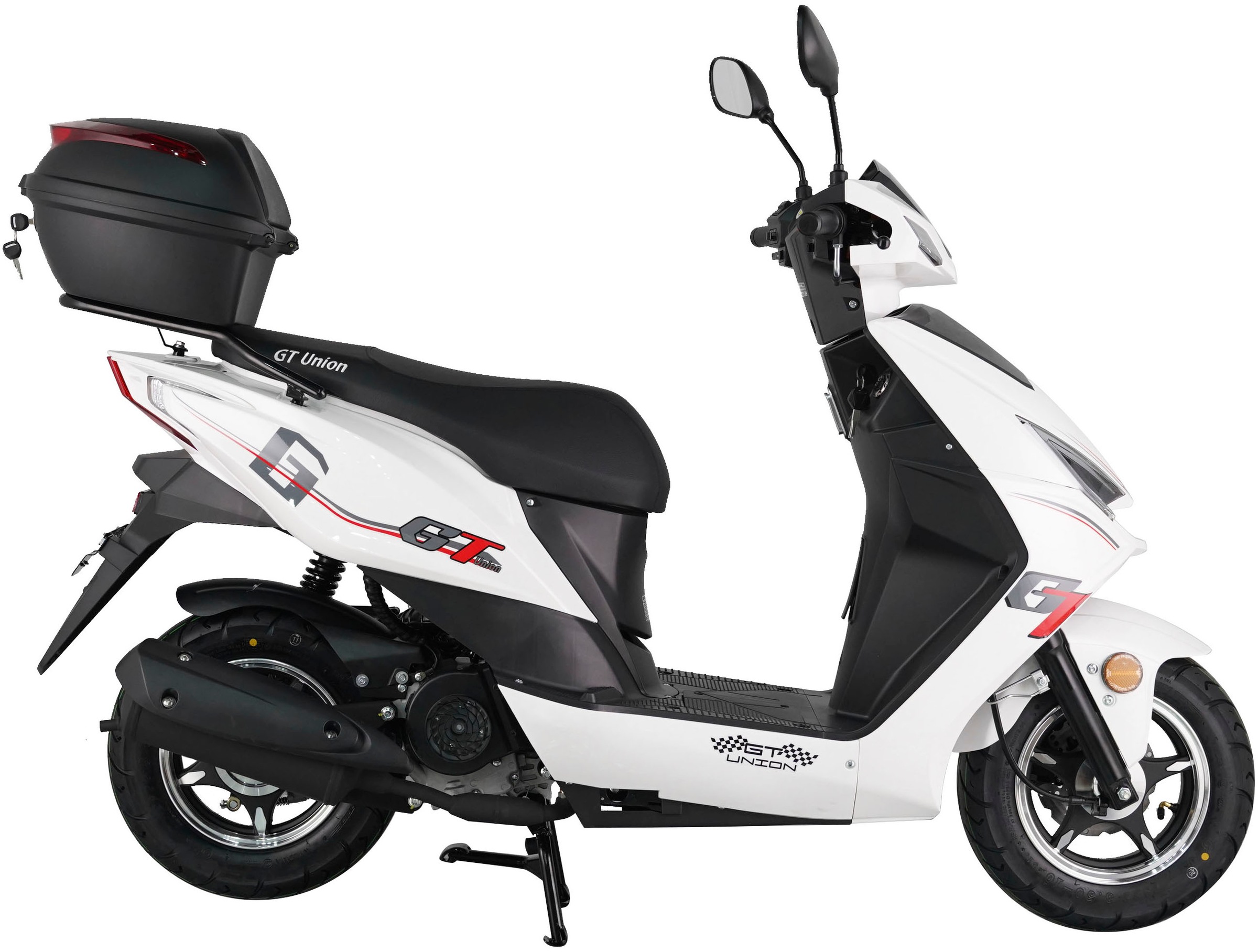 GT UNION Motorroller »Sonic X 45«, 49,6 cm³, 45 km/h, Euro 5, 3 PS, (Komplett-Set, 2 tlg.), Luftgekühlter Motor