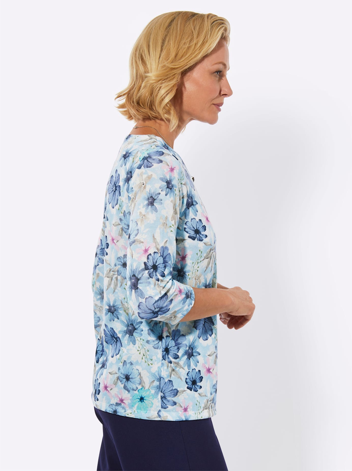 Classic 3/4-Arm Shirt Eisblau Mehrfarbig Gr. 54 7