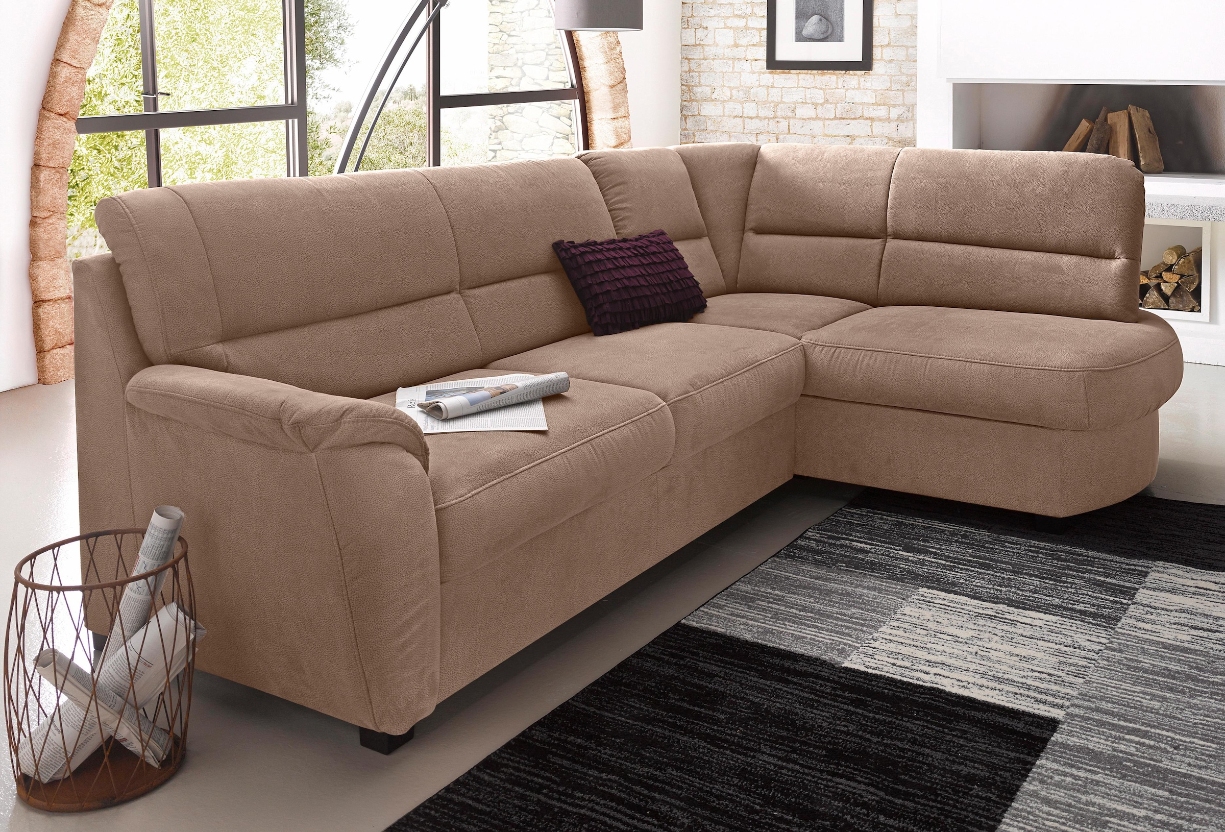 sit&more Ecksofa "Pandora L-Form", wahlweise mit Bettfunktion und Bettkasten