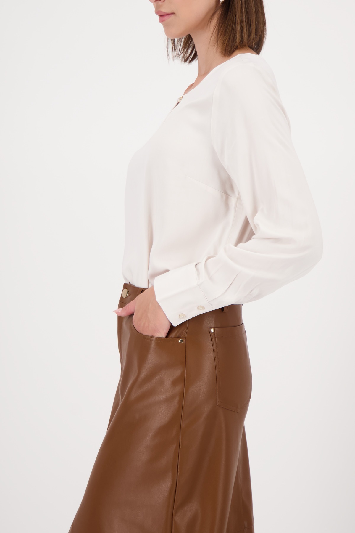 Thumbnail - Monari Langarmbluse Regular fit mit Rundhalsausschnitt mit Schmuckdetail