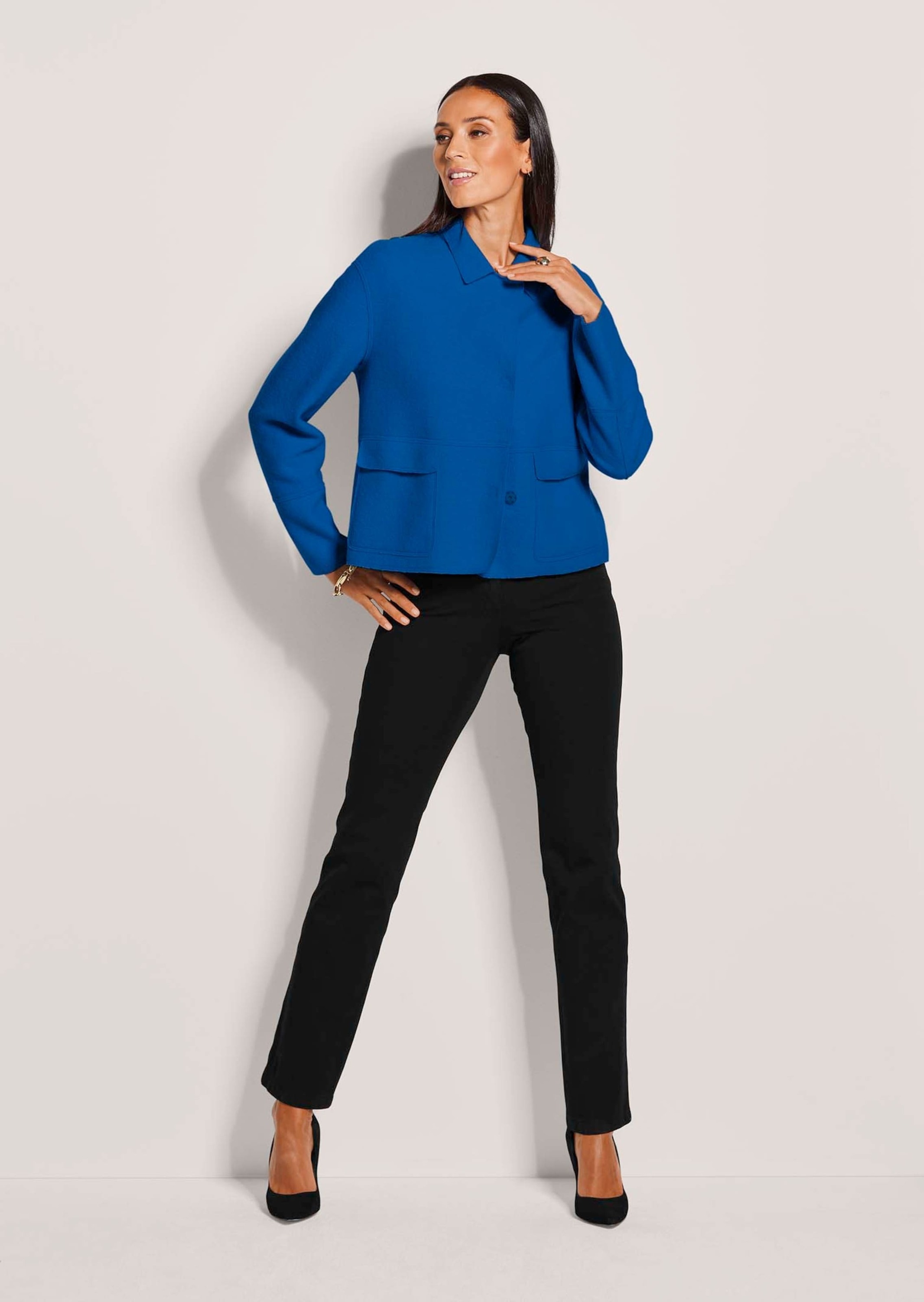 MADELEINE Kurzblazer "Kurzblazer Wollblazer mit Klappkragen und Pattentasch günstig online kaufen