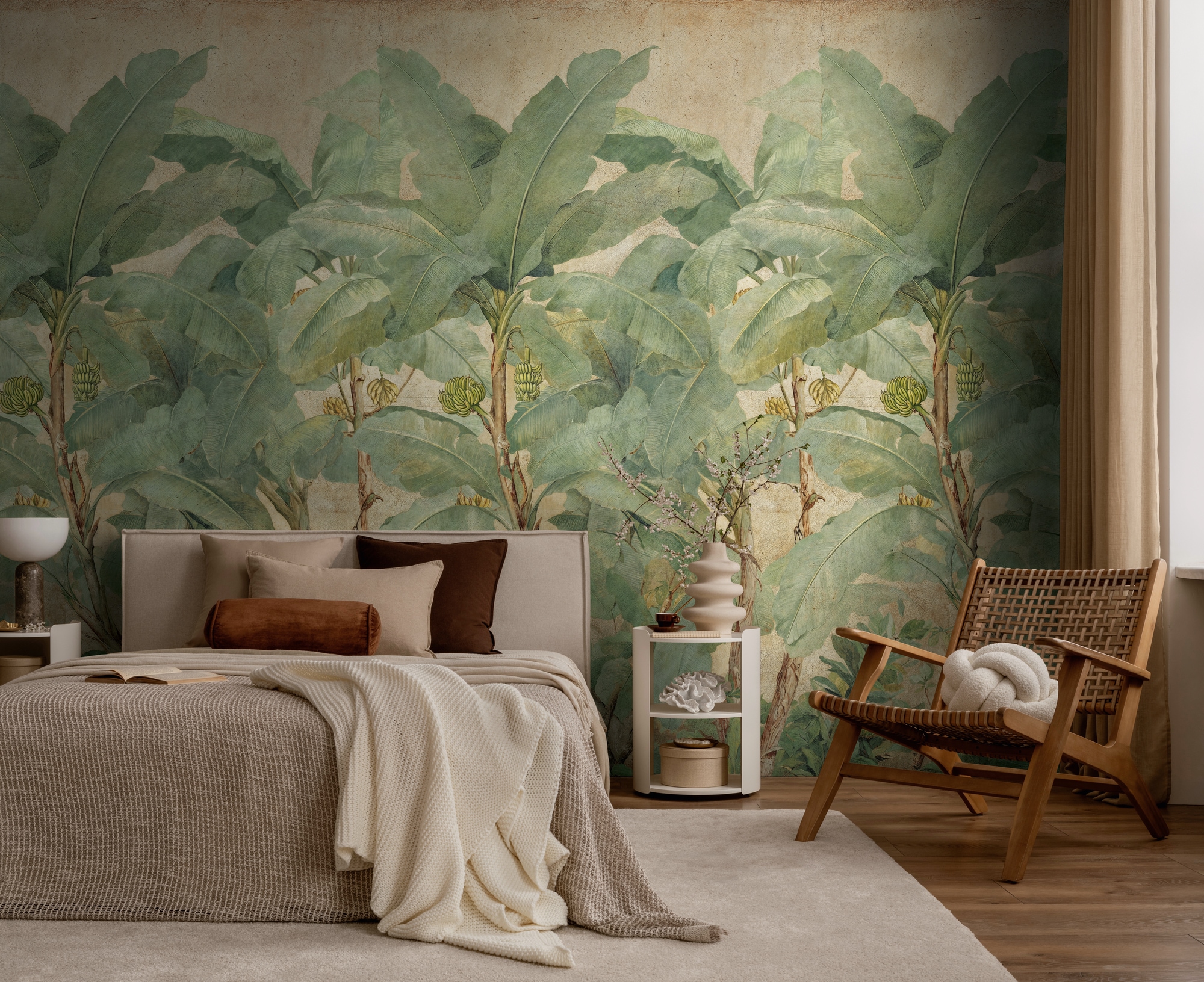 living walls Fototapete »The Wall 4 Botanic – Bananenbäume im Vintage-Stil Vlies-Fototapete« botanisch | matt | tropisch leicht strukturiert Bananenbäume im Vintage-Stil mit dekorativer Tiefenwirkung