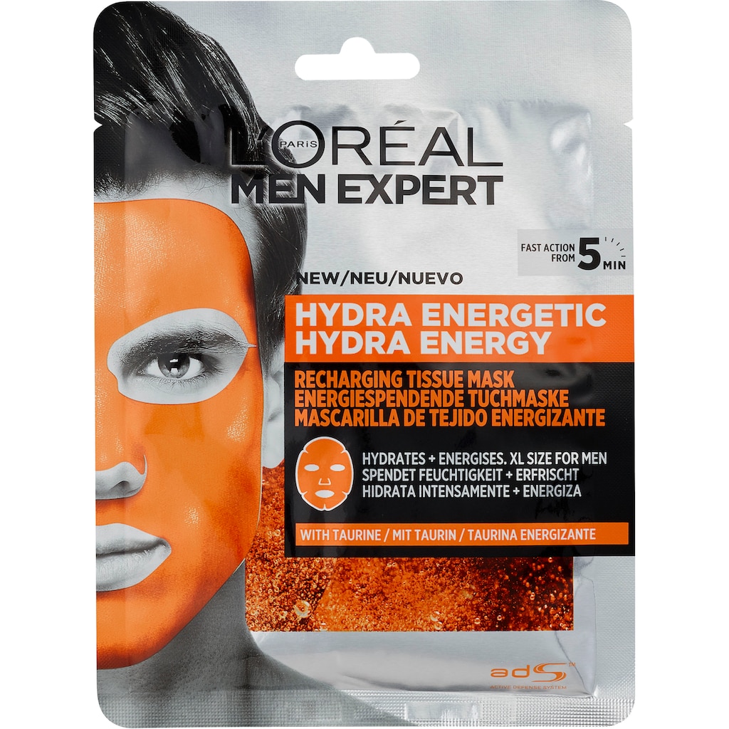 L'ORÉAL PARIS MEN EXPERT Gesichtsmasken-Set »Pure Charcoal und Hydra Energy«, (Set, 4 tlg.)