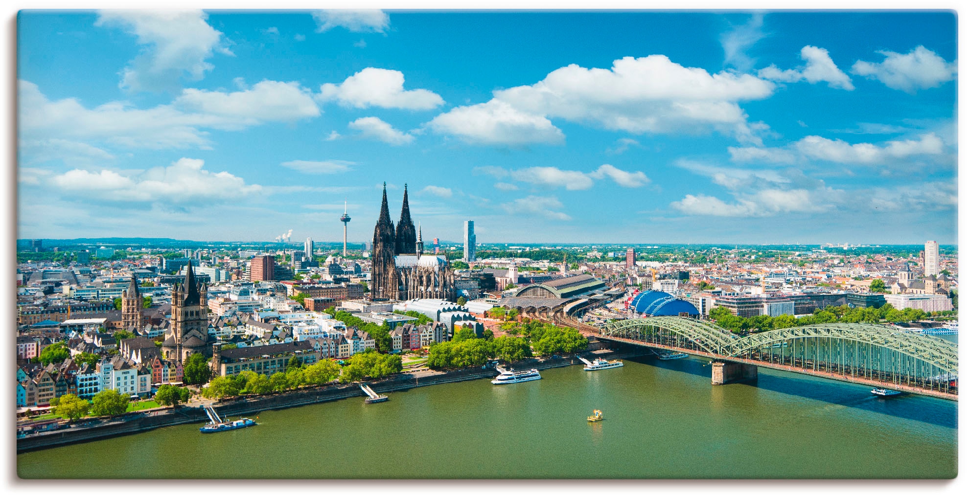 Artland Leinwandbild "Köln Rheinpanorama", Deutschland, (1 St.), auf Keilrahmen gespannt